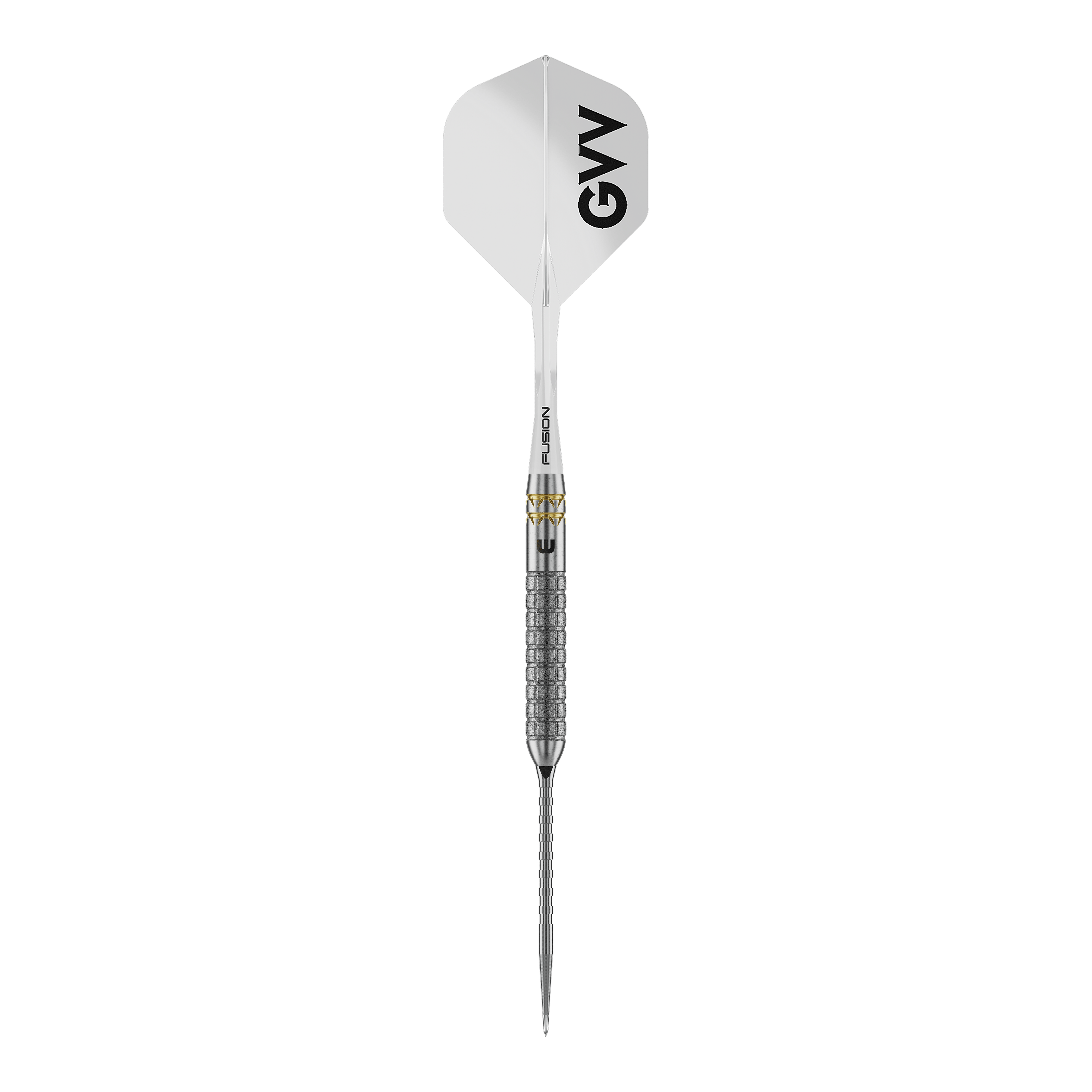 Dardos de acero Winmau Gian Van Veen W-MAX Switch Point Winmau Gian Van Veen W-MAX Switch Point Steeldarts sind auf weißem Hintergrund abgebildet. Die Darts präsentieren sich im Profil.