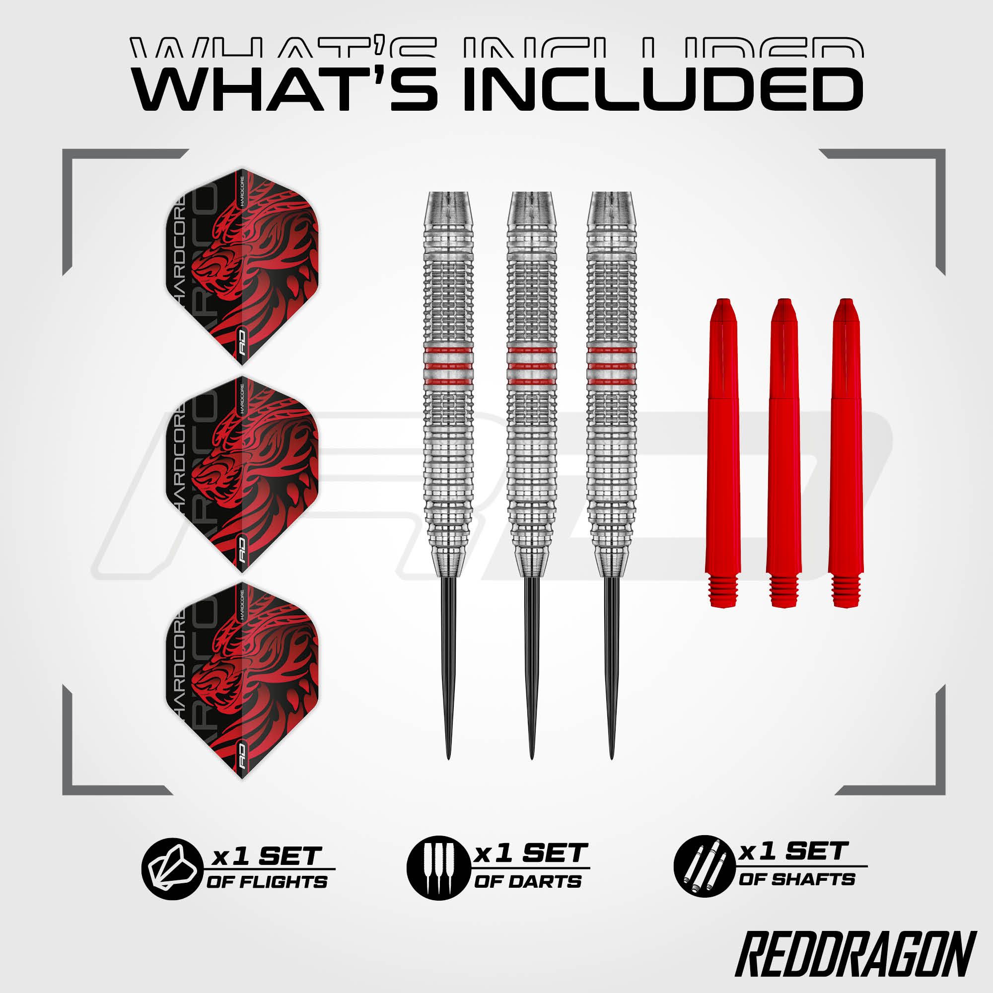 Dardos de latón y acero Red Dragon Jonny Clayton - 21 g Dieses Bild zeigt die Red Dragon Jonny Clayton Brass Steeldarts - 21 g. Die Darts bestehen aus Messing und wiegen 21 Gramm.