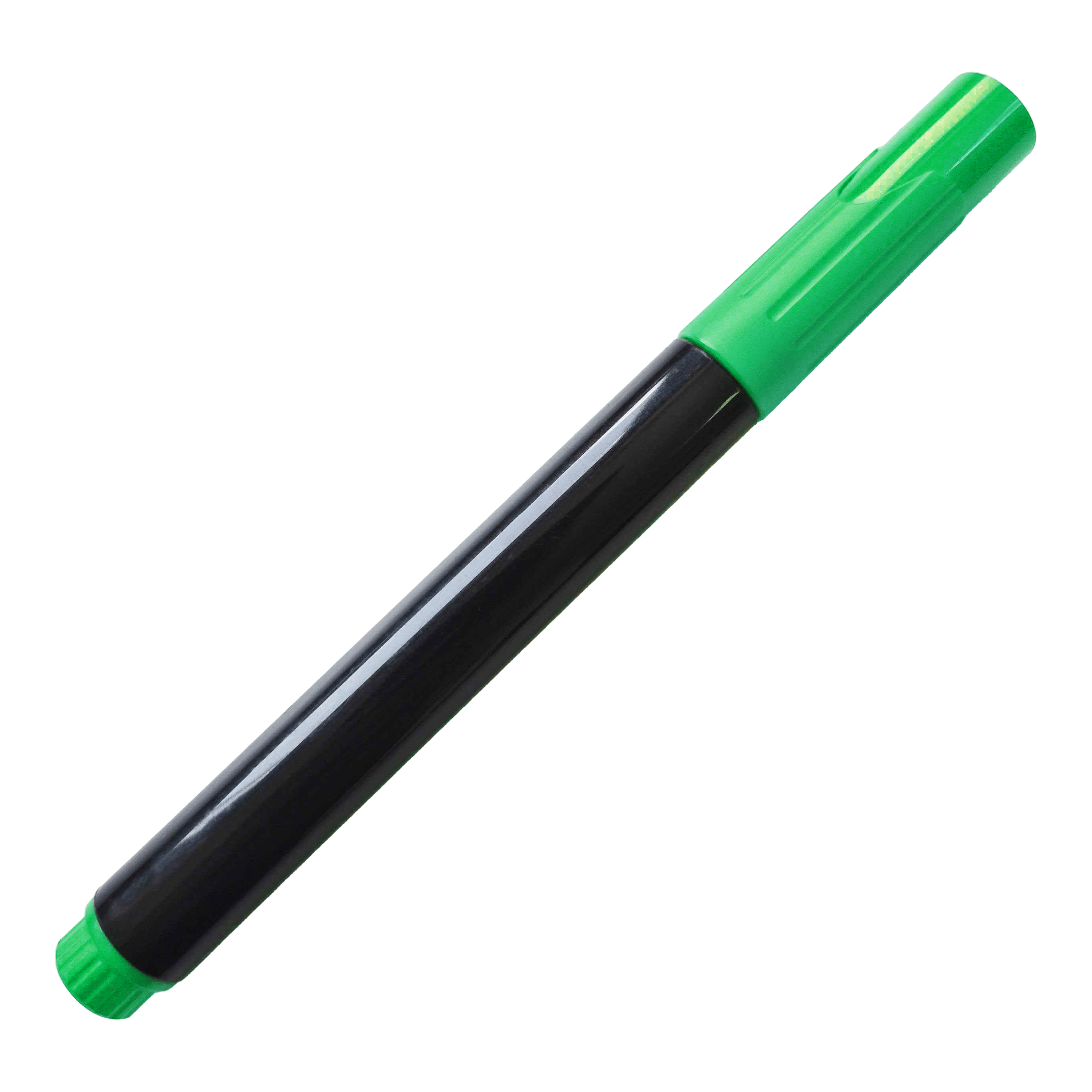 Auf dem Bild ist ein schwarzer Whiteboard-Marker mit grüner Kappe zu sehen. Der Marker hat zudem ein grünes Ende.