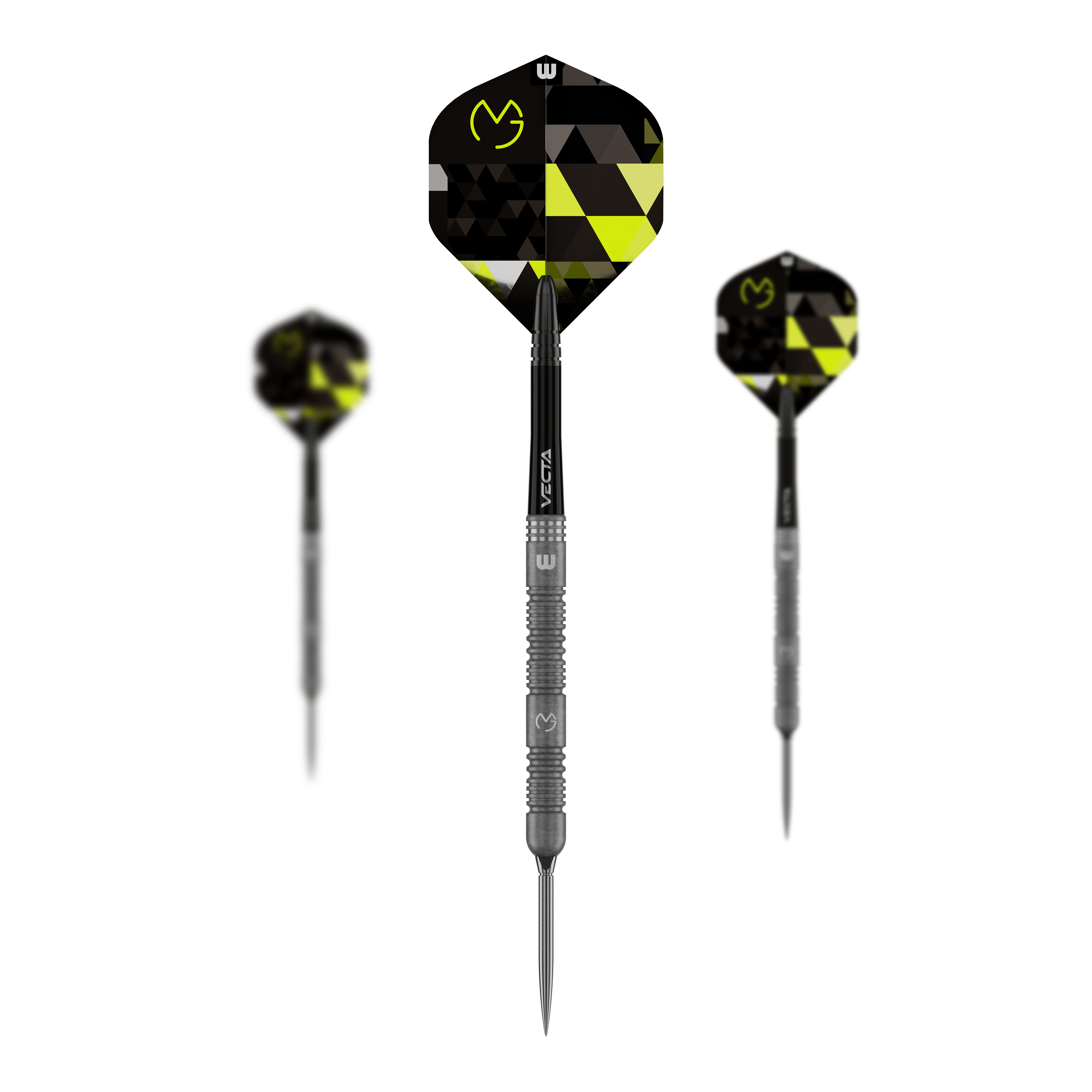 Dardos de acero Winmau Michael Van Gerwen TS Switch Point Das Bild präsentiert Winmau Michael Van Gerwen TS Switch Point Steeldarts. Das Set umfasst mehrere Darts.
