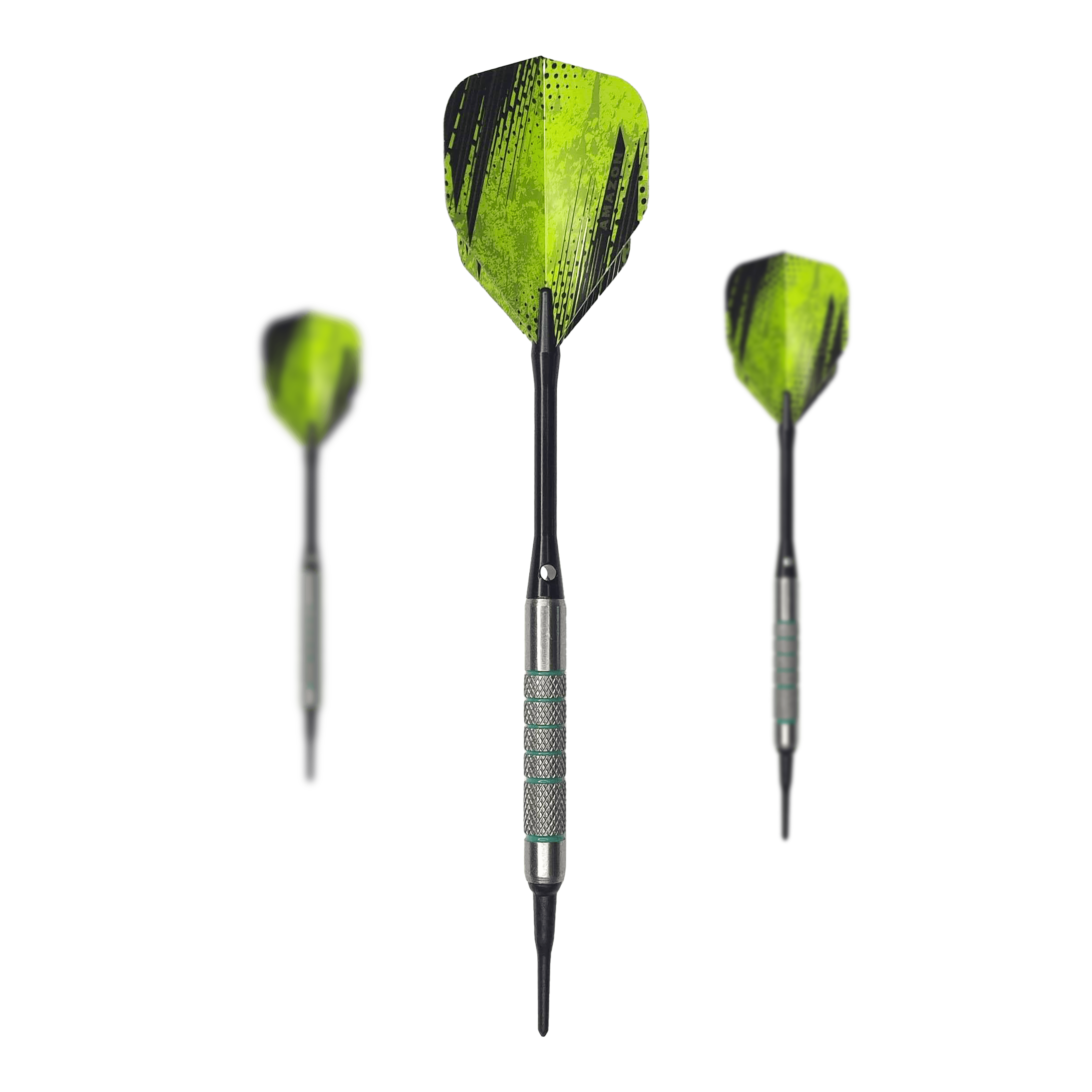 Dardos blandos McDart 85 Tungsten V7 - 16,5 g Das Bild zeigt ein Set McDart 85er Tungsten V7 Softdarts - 16,5g. Die Darts sind nebeneinander angeordnet.