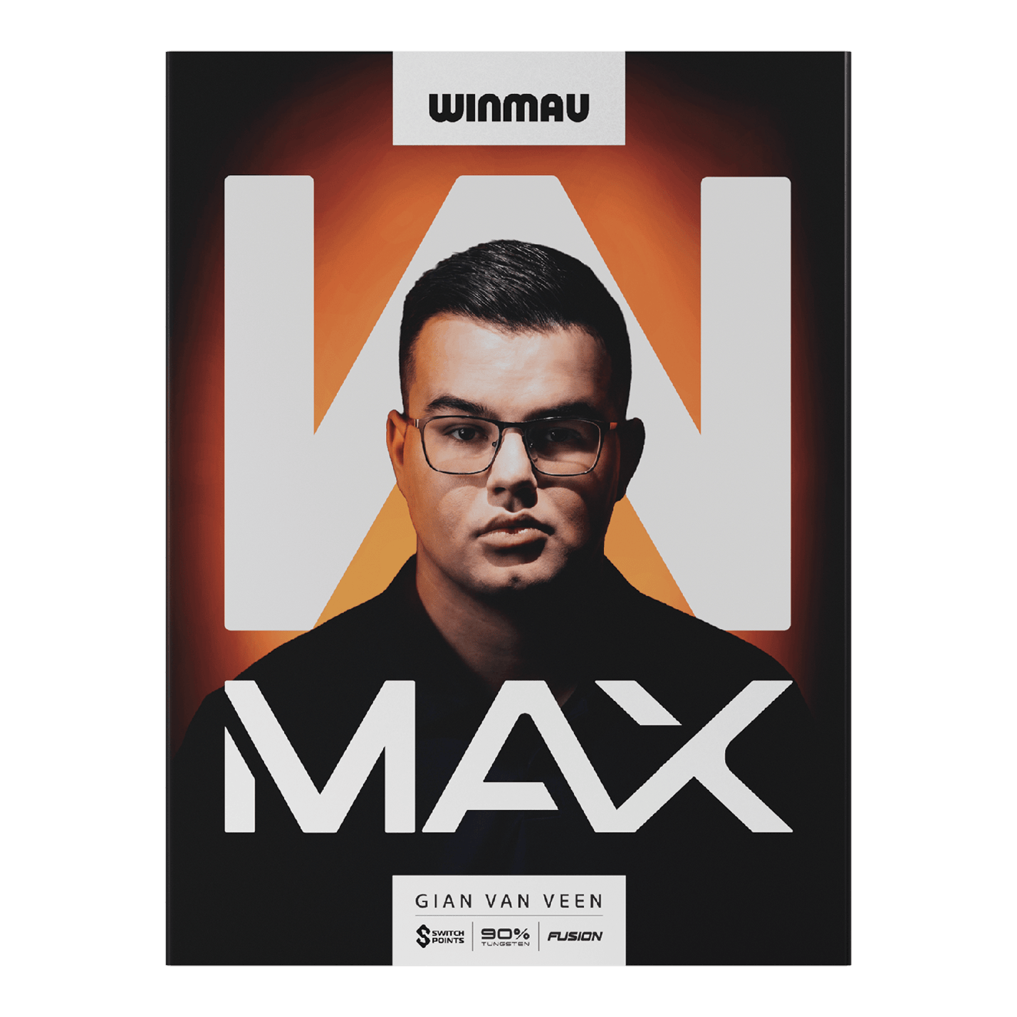 Dardos blandos Winmau Gian Van Veen W-MAX - 18g Das Bild zeigt Winmau Gian Van Veen W-MAX Softdarts mit einem Gewicht von 18 Gramm. Die Darts sind nebeneinander angeordnet.