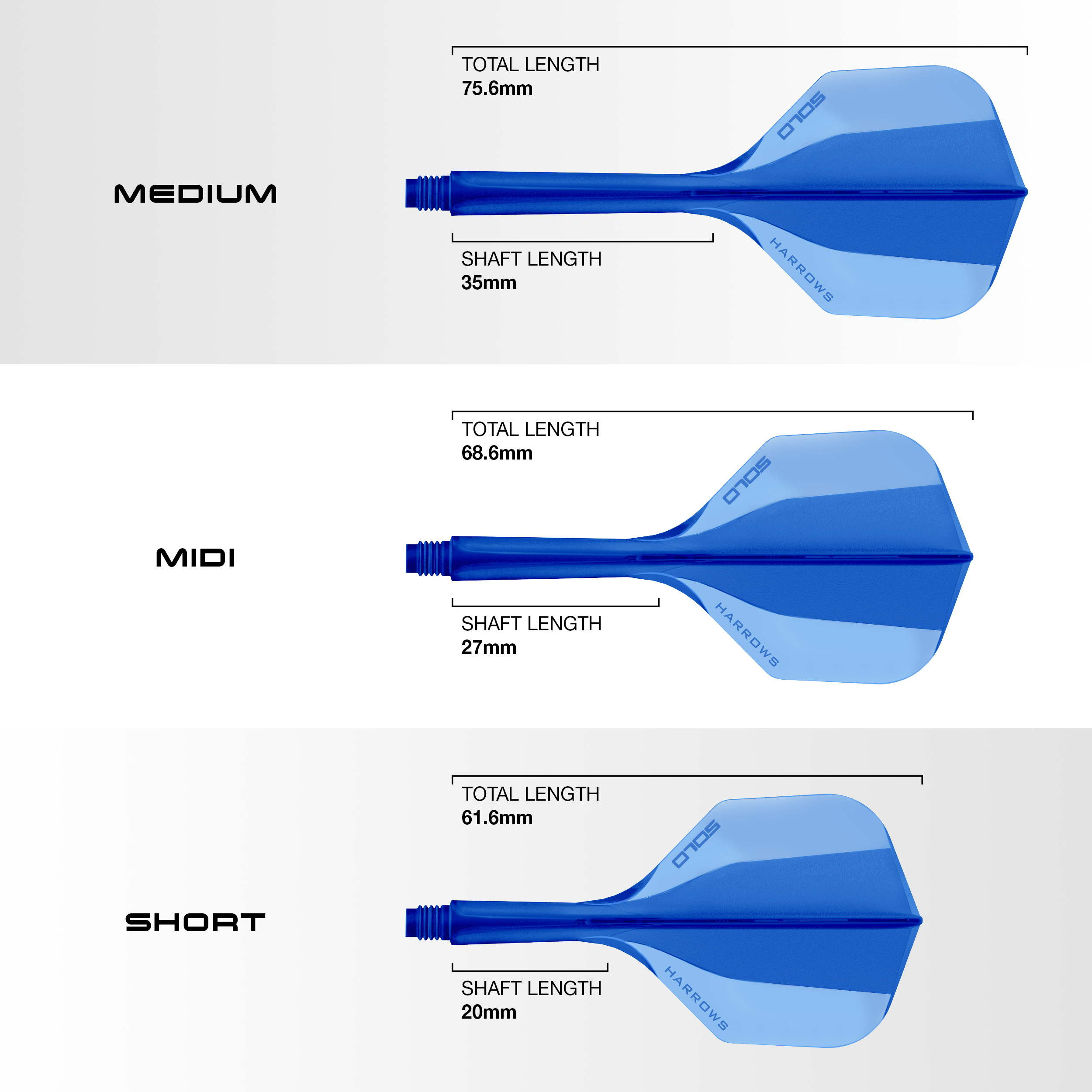 Sistema de eje de vuelo Harrows Solo No6 - Azul Hier sieht man das Harrows Solo No6 Flight-Shaft-System in Blau. Es handelt sich um ein Zubehörteil für Dartpfeile.