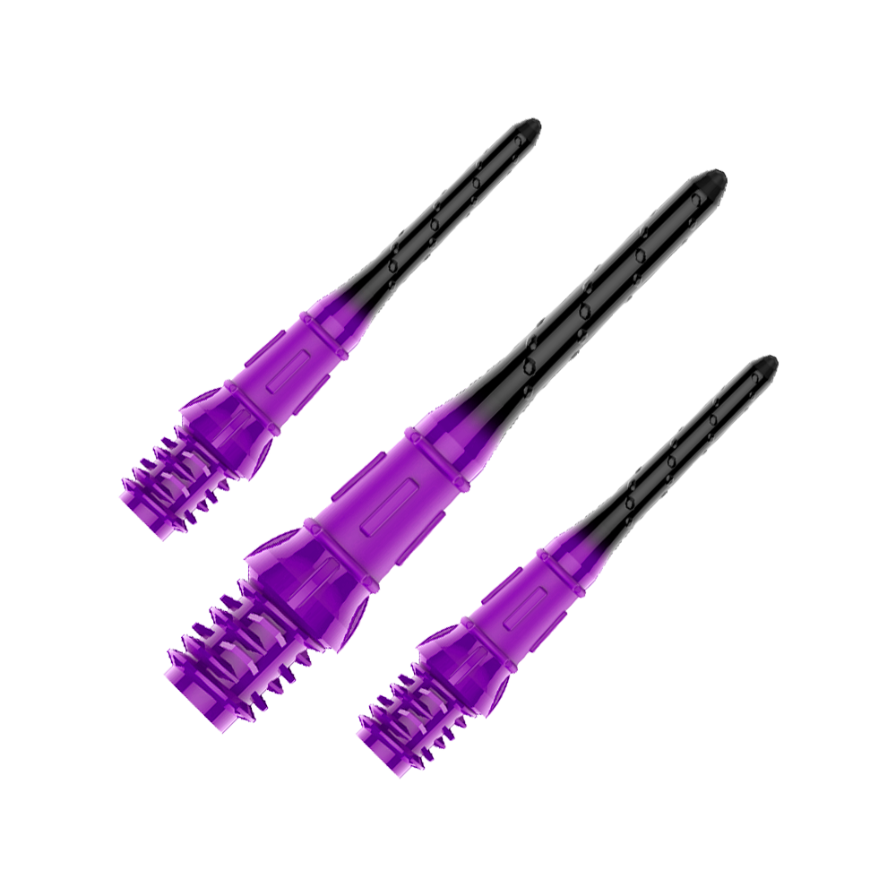 Puntas de dardos degradadas Lippoint Premium estilo L (paquete de 30) Zu sehen ist ein Set von L-Style Premium Lippoint Dartspitzen im 30er Pack in Schwarz und Lila. Die Dartspitzen sind speziell für Softdartspiele entwickelt.