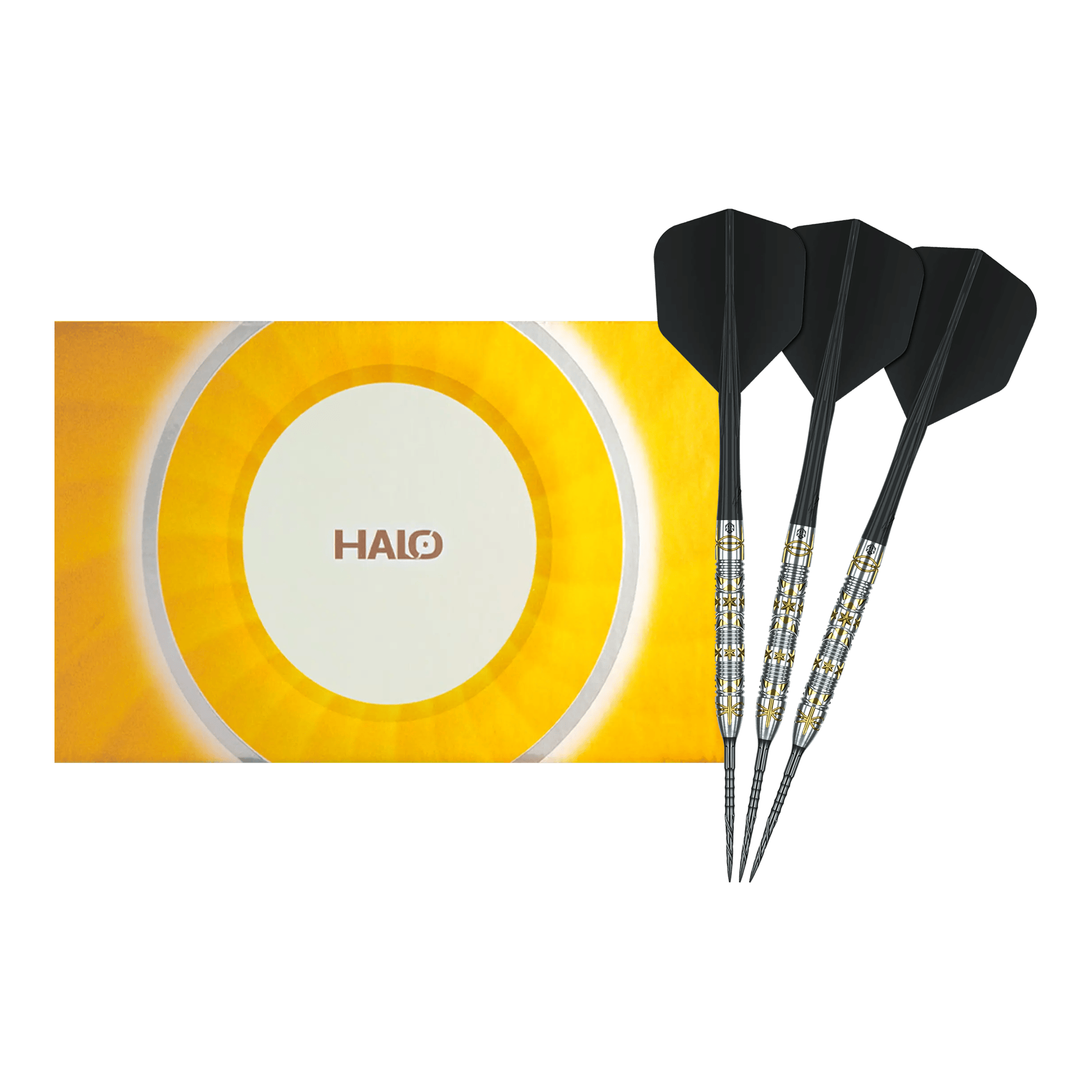 Dardos de acero Caliburn Halo H1 - 22,5 g Gezeigt wird ein vollständiges Set der Caliburn Halo H1 Steeldarts - 22,5 g. Die hochwertigen Pfeile sind ideal für den Dartsport.
