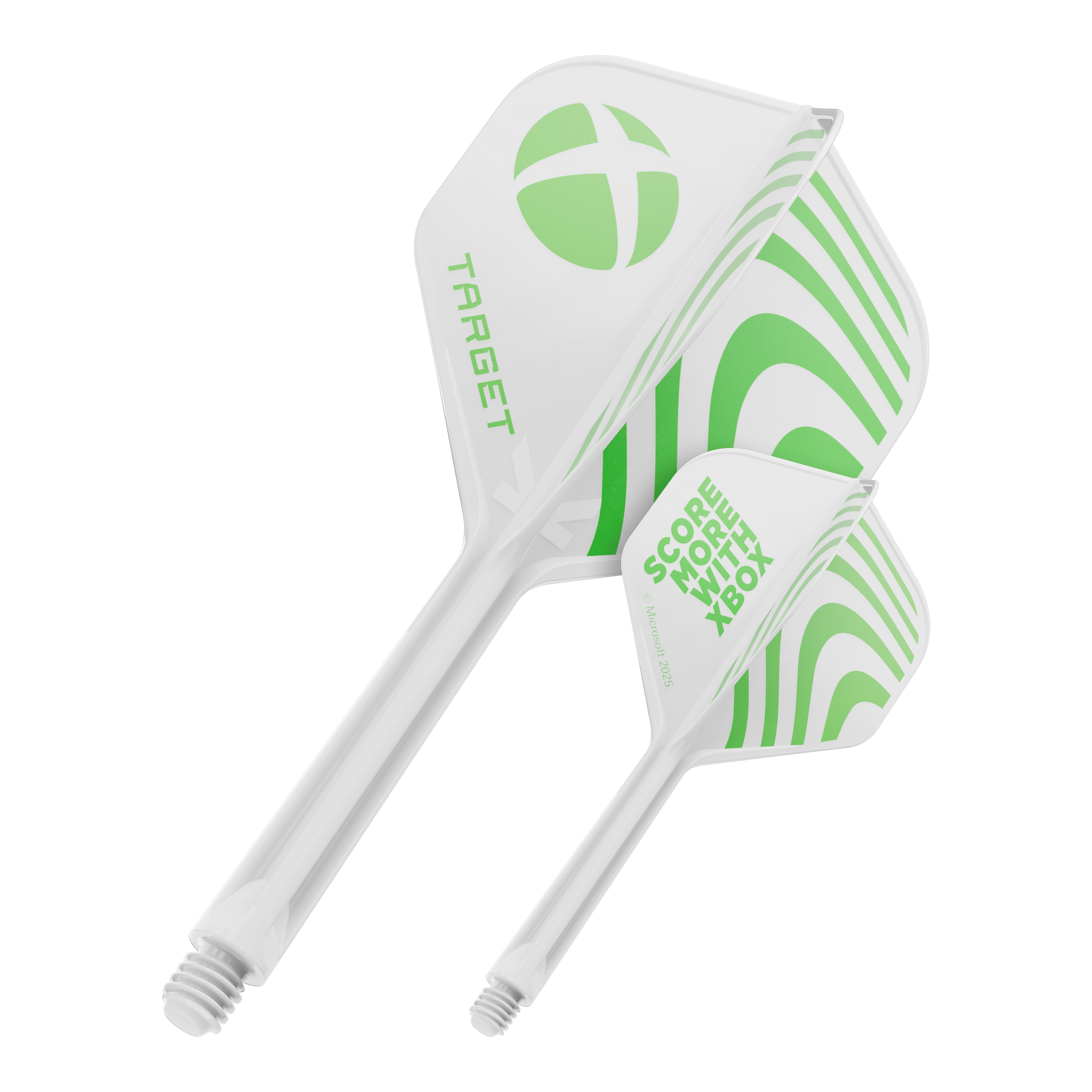 Plumas estándar Target Xbox K-Flex No2 - Blancas Ein Produktbild mit dem Dateinamen 410612_Target_Xbox_KFlex_No2_Standard_Flights_33mm_1. Das Bild zeigt vermutlich ein Dartzubehör.