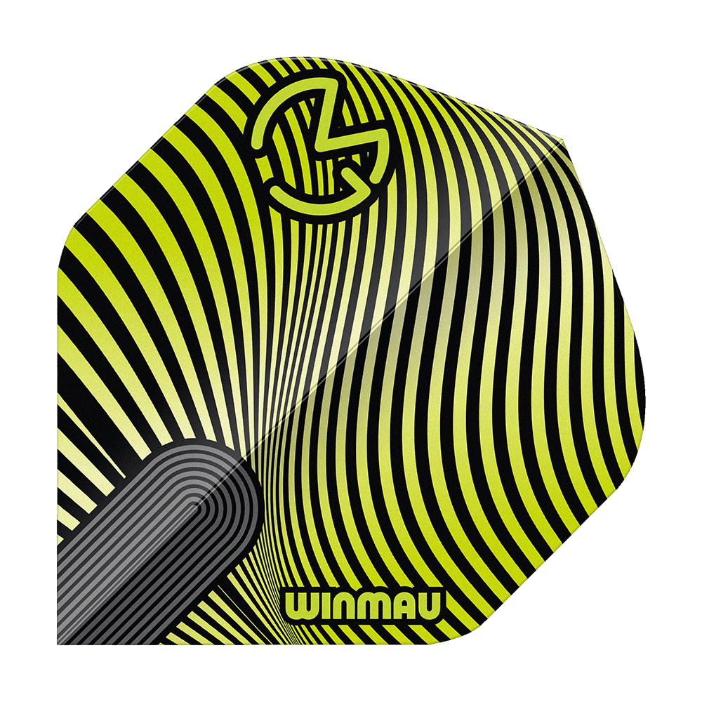 Dieses Bild zeigt die Winmau Prism Delta MvG Green Black No2 Standard Flights. Die Flights sind in den Farben Grün und Schwarz gehalten.