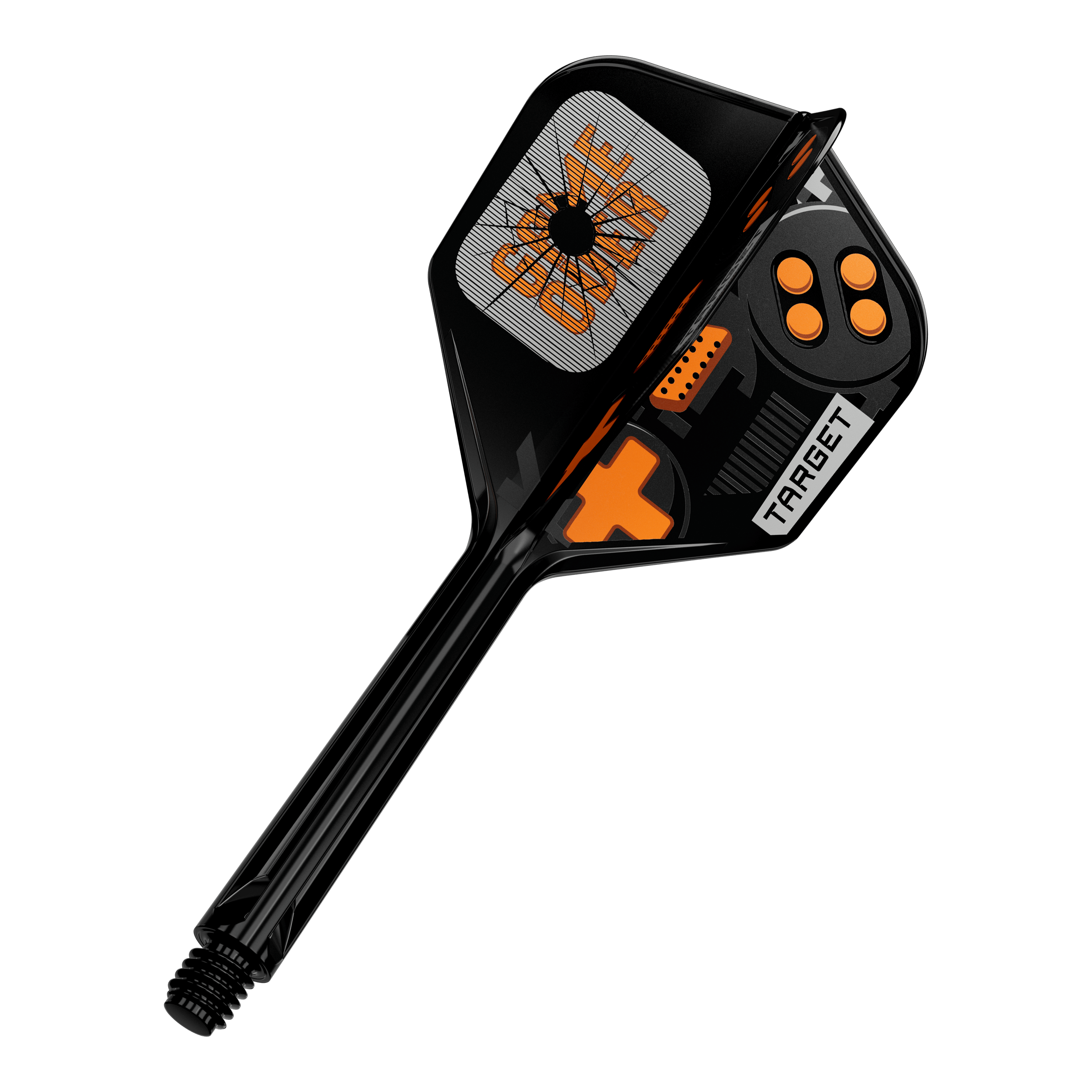 Target K-Flex Juego Terminado No6 Vuelos Das Bild zeigt einen einzelnen Dart Flight. Es handelt sich um das Modell 410578 Target K-Flex GameOver No6 Flights 33mm.