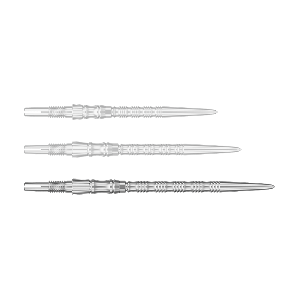 Puntas de dardo de acero Target Signature Swiss Point TRB - plateadas Einzelne silberne Dartspitze mit einer Länge von 42 mm wird gezeigt. Dies ist die Target SwissPoint Signature TRB Dartspitze.