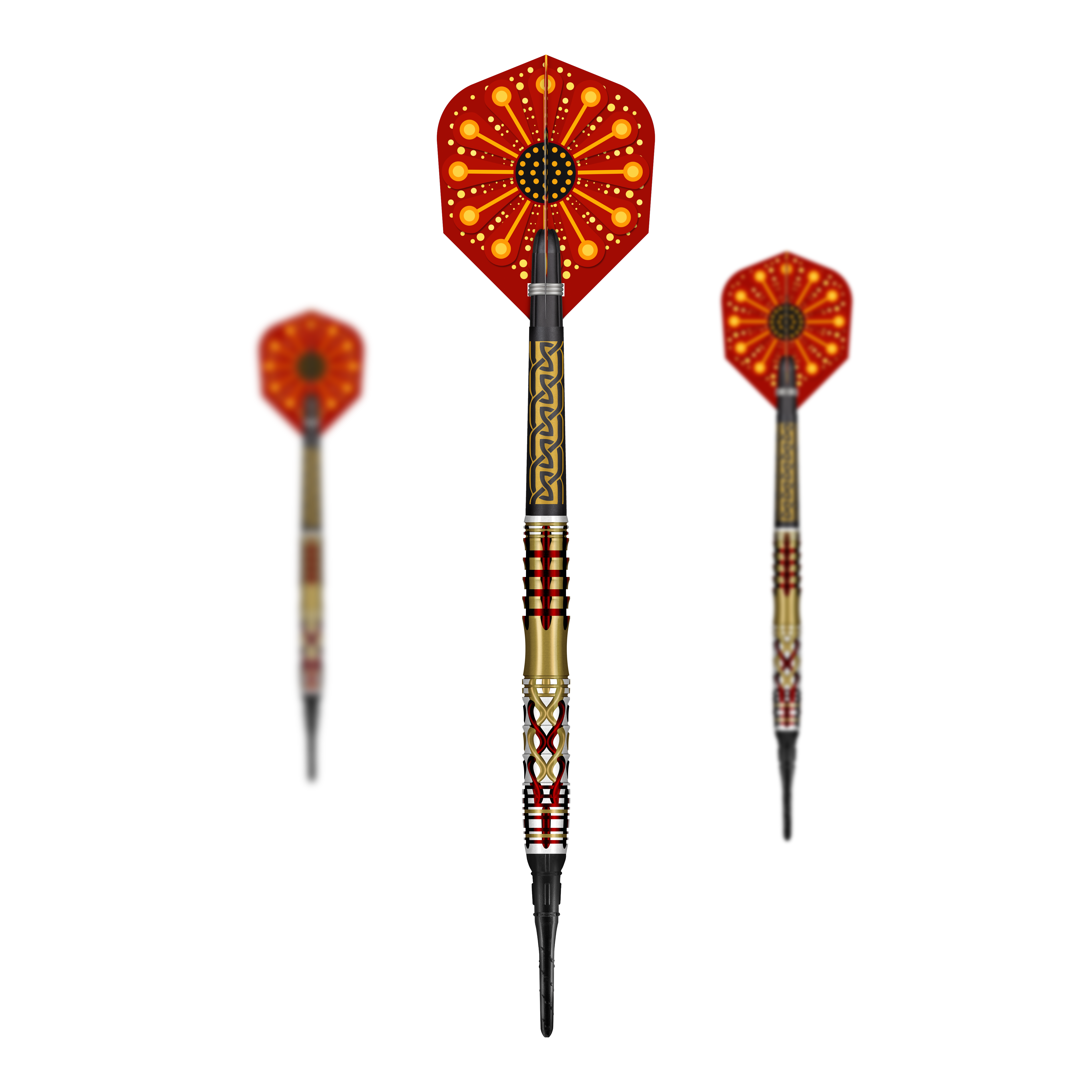 Dardos blandos Shot Goths Alaric - 20 g Das Foto zeigt ein Set der Shot Goths Alaric Softdarts mit 20g. Die Darts sind zusammen als komplettes Set dargestellt.