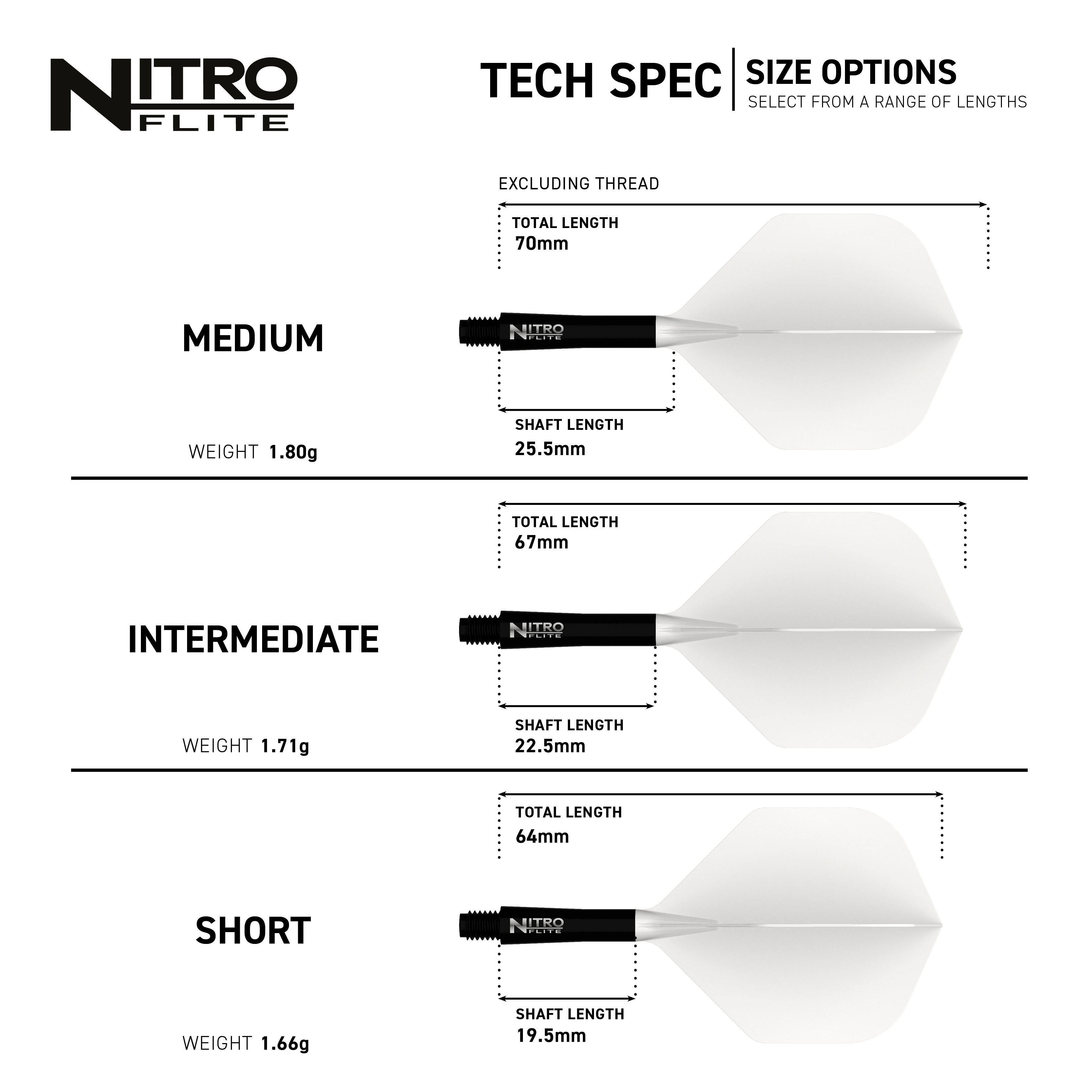 Red Dragon Nitroflite Eje negro Vuelos blancos No. 2 Hier sieht man das Produkt Red Dragon Nitroflite Black Shaft White Flights No2. Diese Dart-Zubehörteile haben einen schwarzen Schaft und weiße Flights.