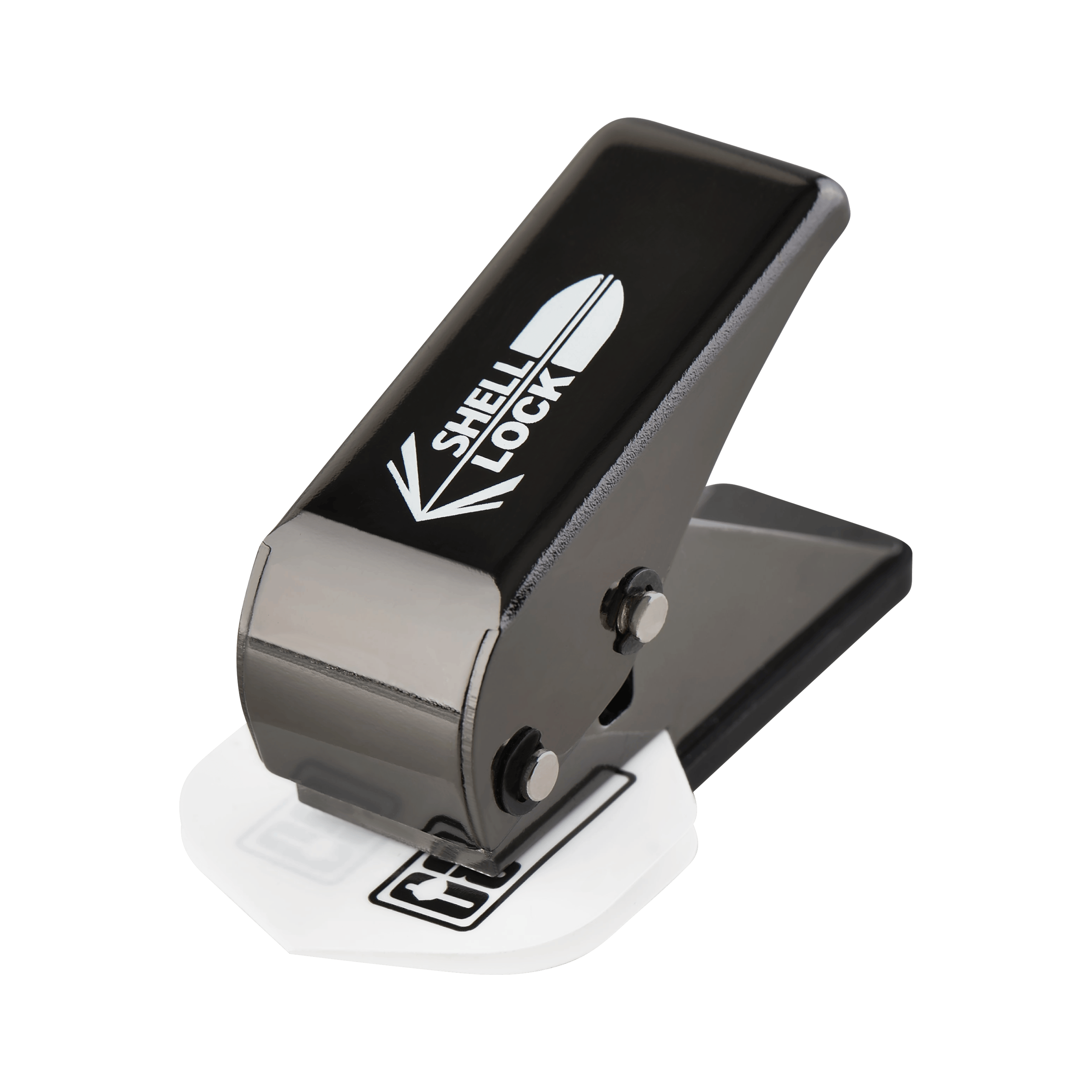 Punzón de bloqueo de carcasa One80 estilo L Das Bild zeigt den "L-Style One80 Shell Lock Punch Flightlocher". Dieses Gerät wird verwendet, um Löcher in Dart-Flights zu stanzen.