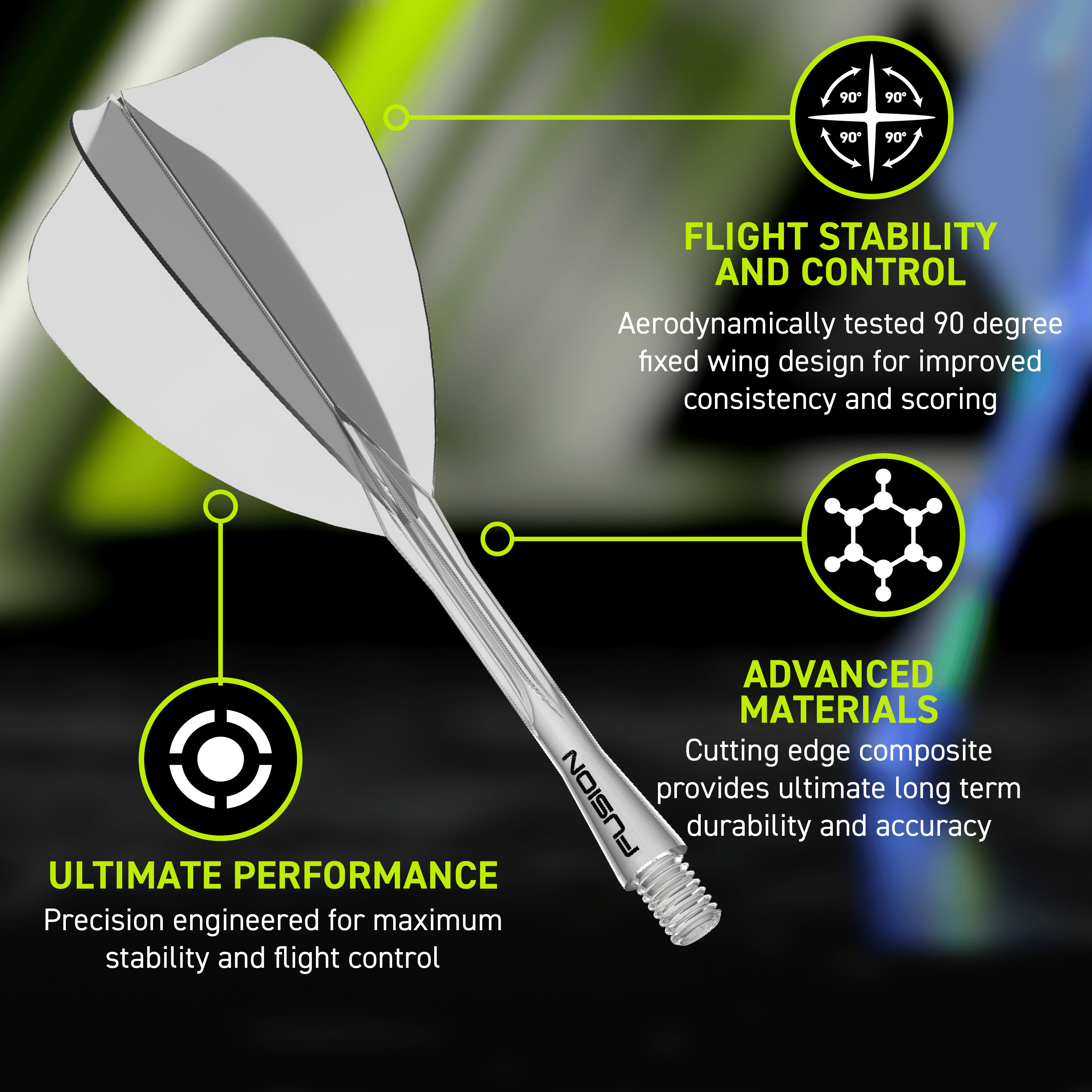 Sistema de eje de vuelo Winmau Fusion Arrow Clear Das Bild zeigt erneut das Winmau Fusion Flight-Shaft-System Arrow Clear. Dies ist eine weitere Darstellung des klaren Flightschafts für Darts.
