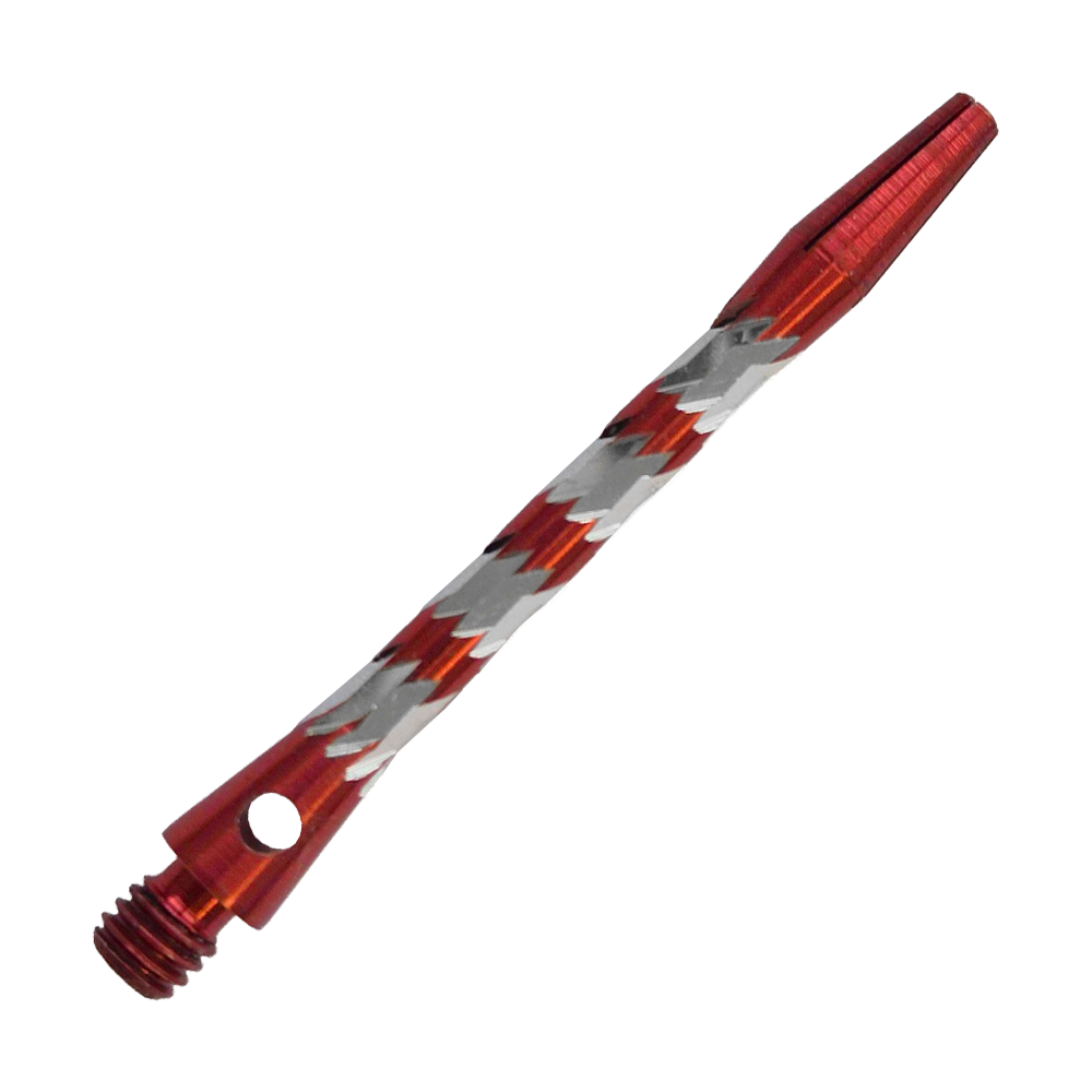 Bulls NL Minor Aluminium Shafts in Rot, 46 mm lang. Abgebildet ist ein roter Aluminiumschaft für Dartpfeile.