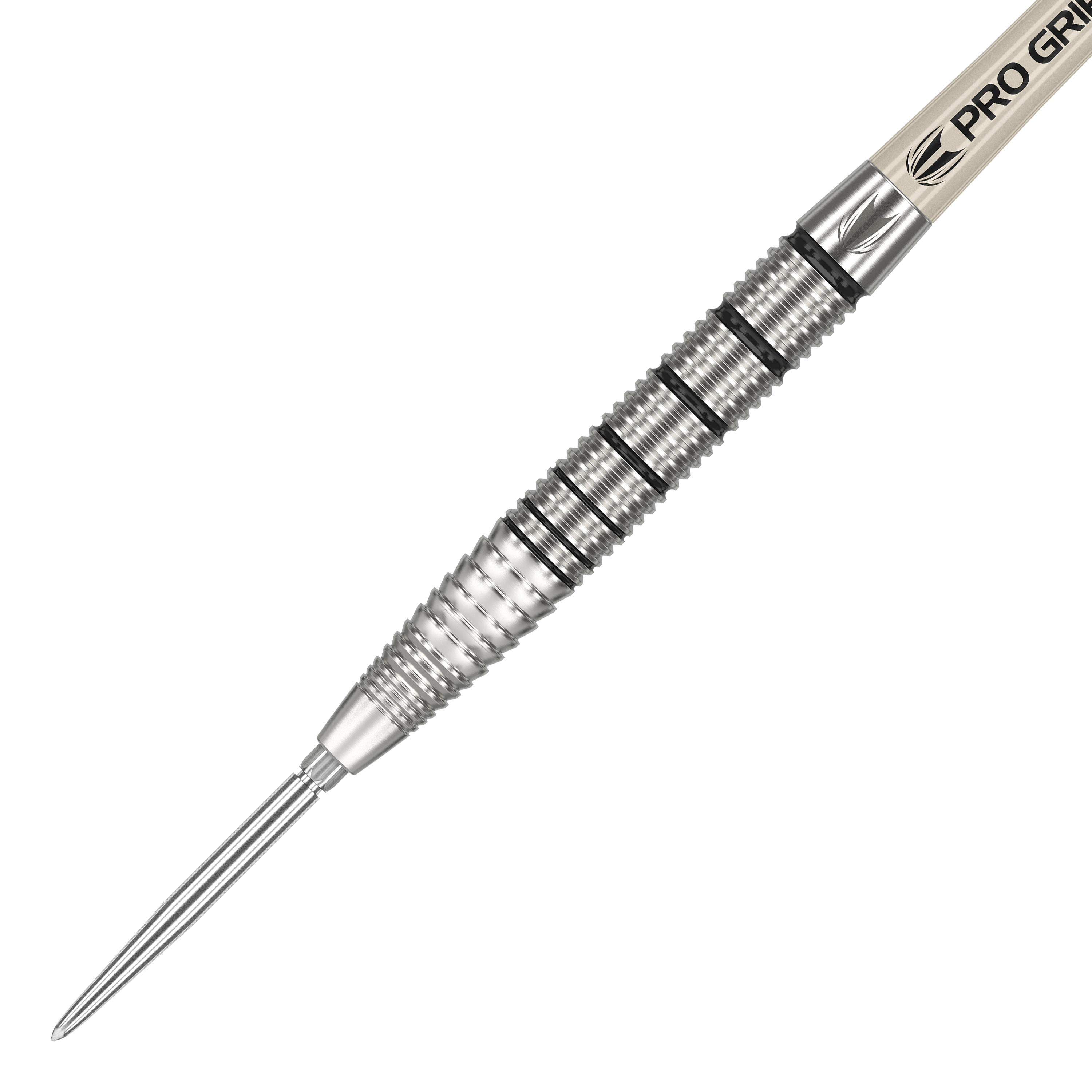 Dardos de acero Target EXO SP02 Swiss Point Das Bild zeigt einen Target EXO SP02 Swiss Point Steeldart. Der Dart ist silberfarben und hat eine fein gerillte Griffzone für besseren Halt.