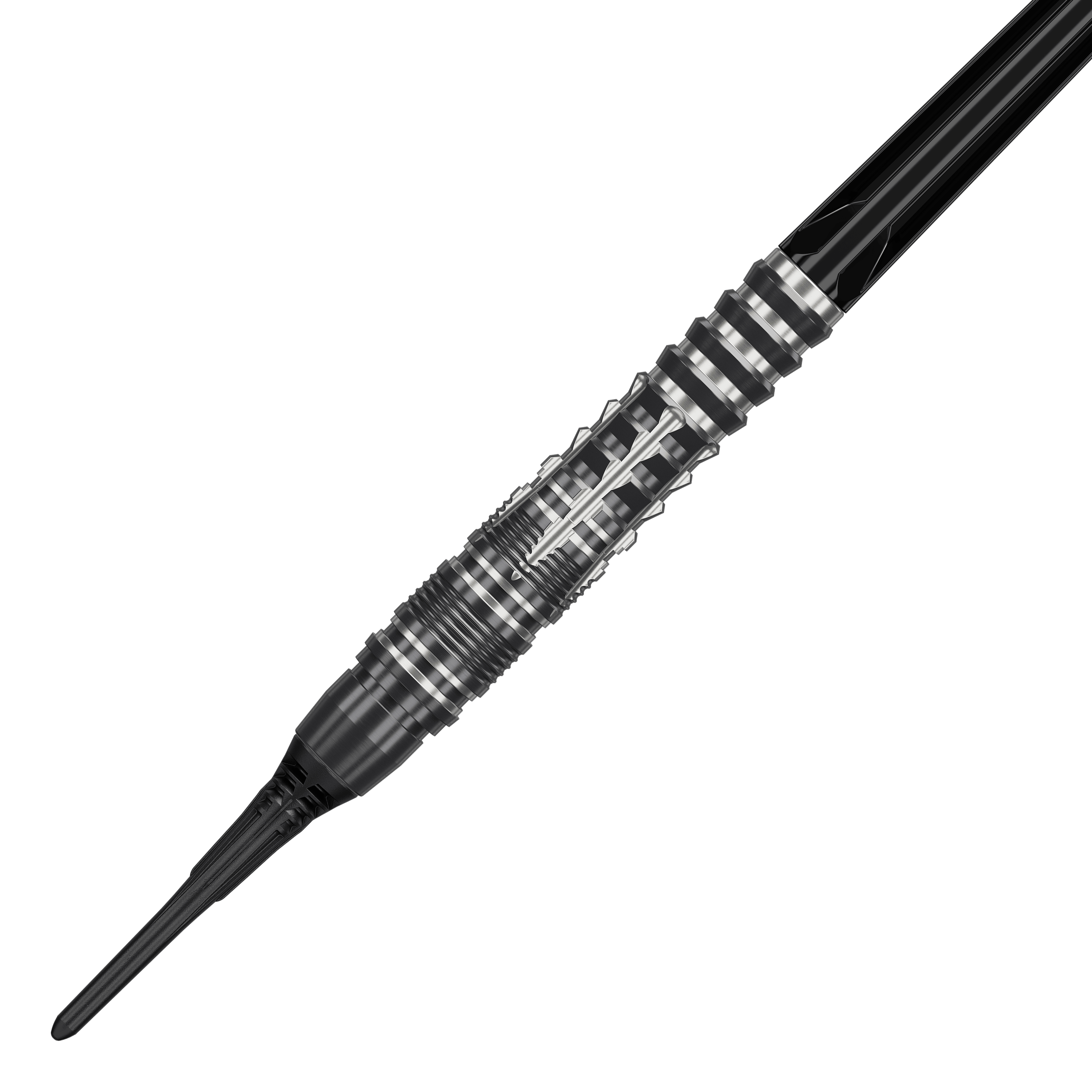 Dardos blandos Target Black Marque Blaze - 18 g Das Bild zeigt die Target Black Marque Blaze Softdarts mit einem Gewicht von 18g. Hochwertige Softdarts für präzises Dartspiel.