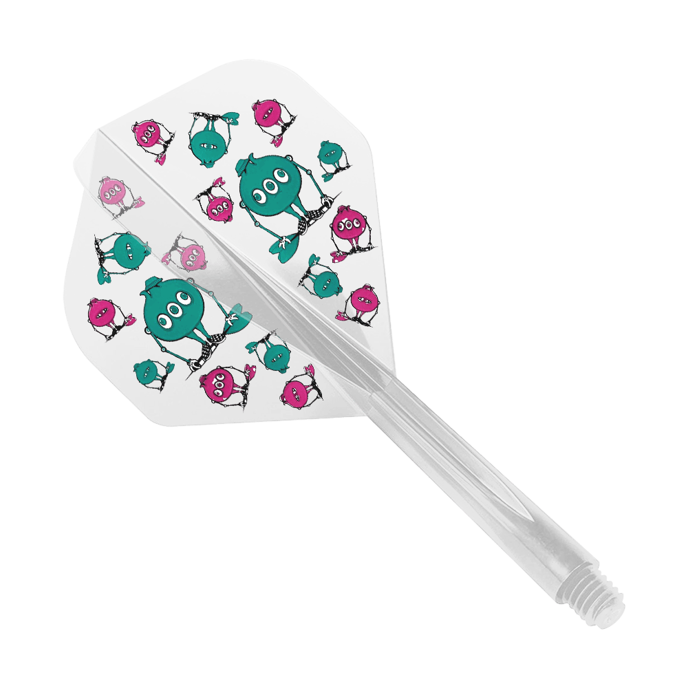 Sistema de vuelo Condor AX GT Monster Clear estándar Das Bild zeigt das Produkt "Condor AXE G.T. Monster Clear Flight-System Standard". Auf dem Flight sind lustige, bunte Monster in Blau und Pink abgebildet.