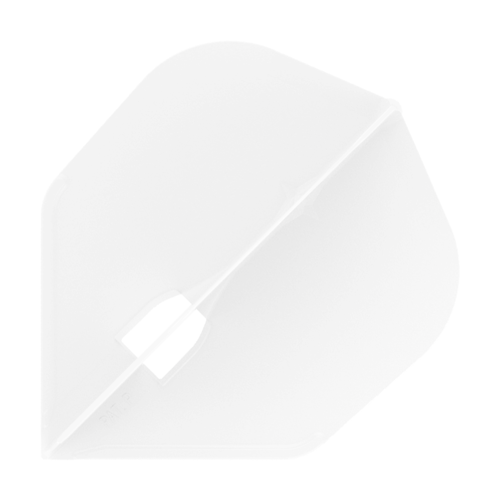 Das Bild zeigt ein Produkt mit dem Namen 'L-Style Champagne L3PRO Shape Flights White 1'. Es handelt sich vermutlich um einen weißen Dart-Flug in spezieller Form.