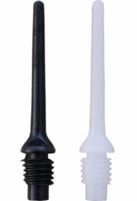 860_8635183ae49856e8 Das Bild zeigt zwei fiberglasverstärkte Spitzen, eine in Schwarz und eine in Weiß. Sie haben beide ein Schraubgewinde am unteren Ende.