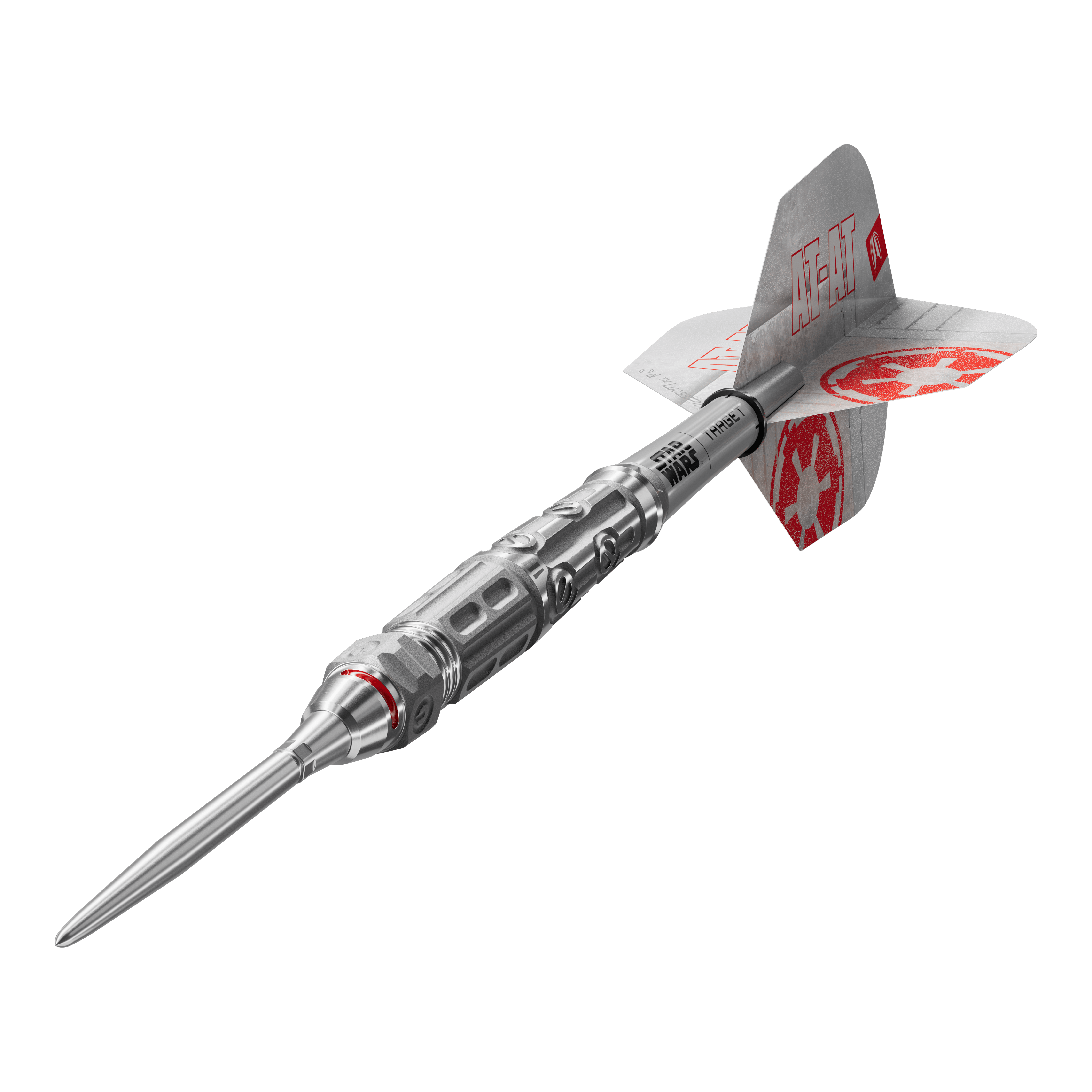Dardos de acero Target Star Wars AT-AT Swiss Point Das Produkt ist die Target Star Wars AT-AT Swiss Point Steeldarts. Diese Steeldarts überzeugen durch ein Star Wars Design mit AT-AT-Motiv.