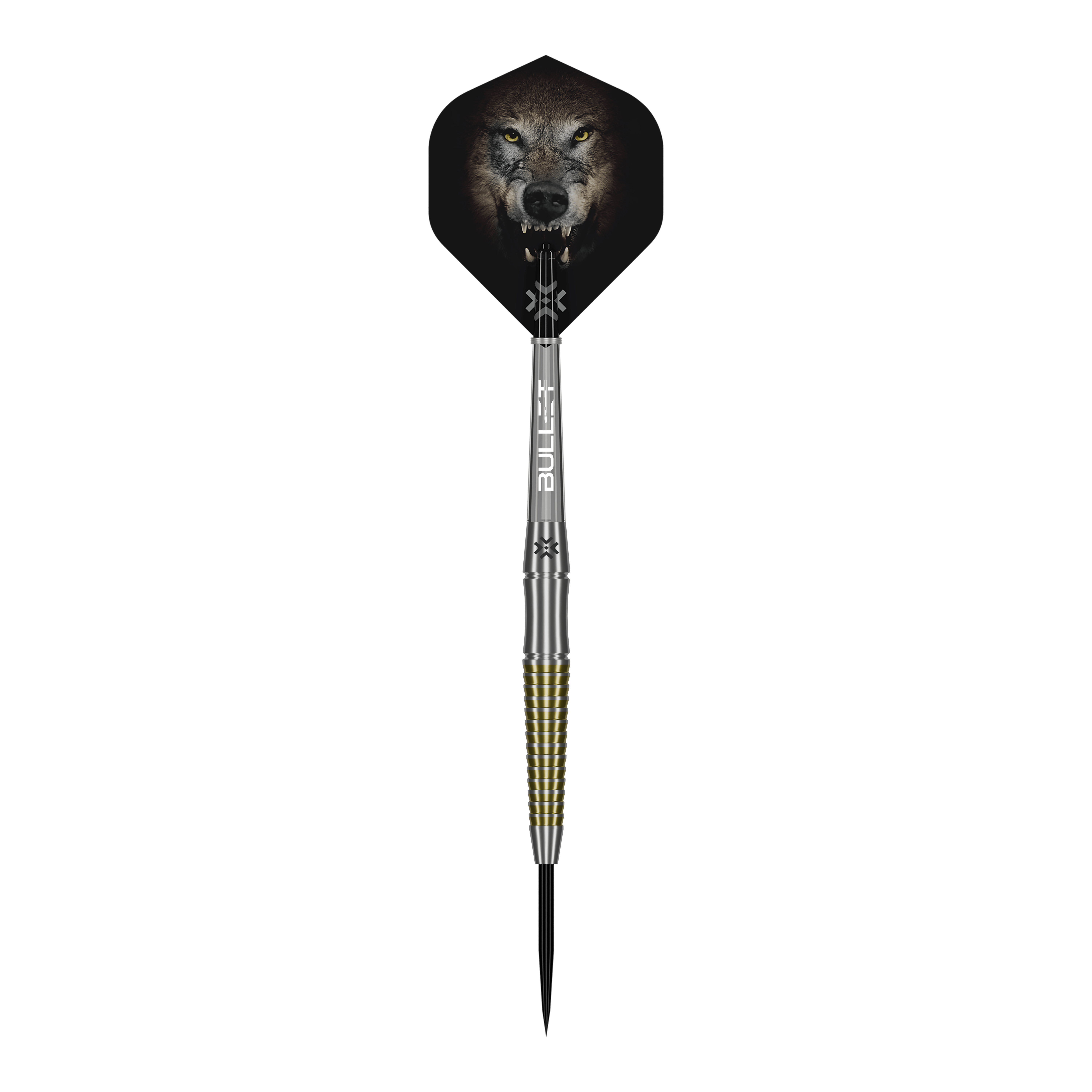 Dardos de acero Bullet Fang Hier sieht man die Bullet Fang Steeldarts aus einer anderen Perspektive. Die Details der Darts sind gut erkennbar.
