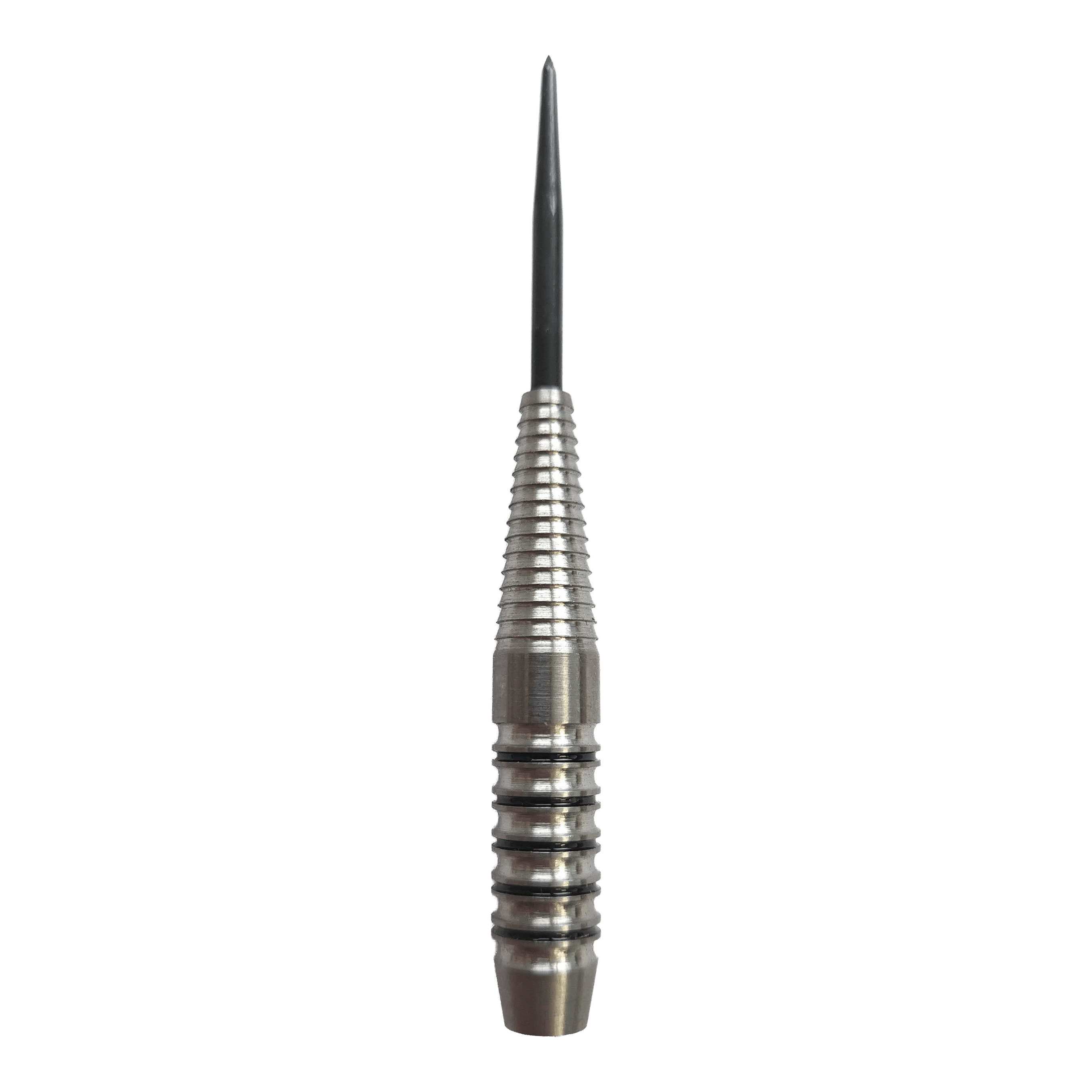 Barriles de dardos de acero McDart Black Ring Shark - 24 g Das Bild zeigt die McDart Black Ring Shark Steeldart-Barrels mit einem Gewicht von 24g. Die Oberfläche ist besonders griffig gestaltet.