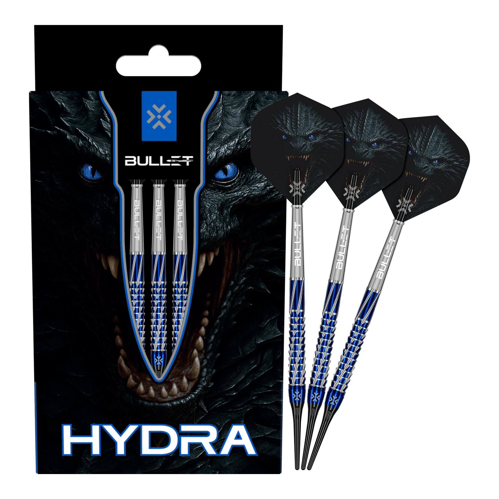 Dardos suaves Bullet Hydra - 20 g Bullet Hydra Softdarts - 20g Darts werden vollständig und aus mehreren Winkeln gezeigt. Das Bild vermittelt einen vollständigen Eindruck des gesamten Produkts.