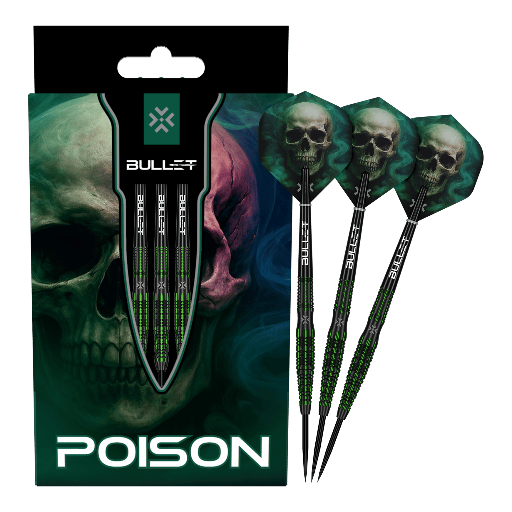 Dardos de acero Bullet Poison Hier sind die Bullet Poison Steeldarts vollständig abgebildet. Die einzigartigen Steeldarts eignen sich für Dart-Enthusiasten.