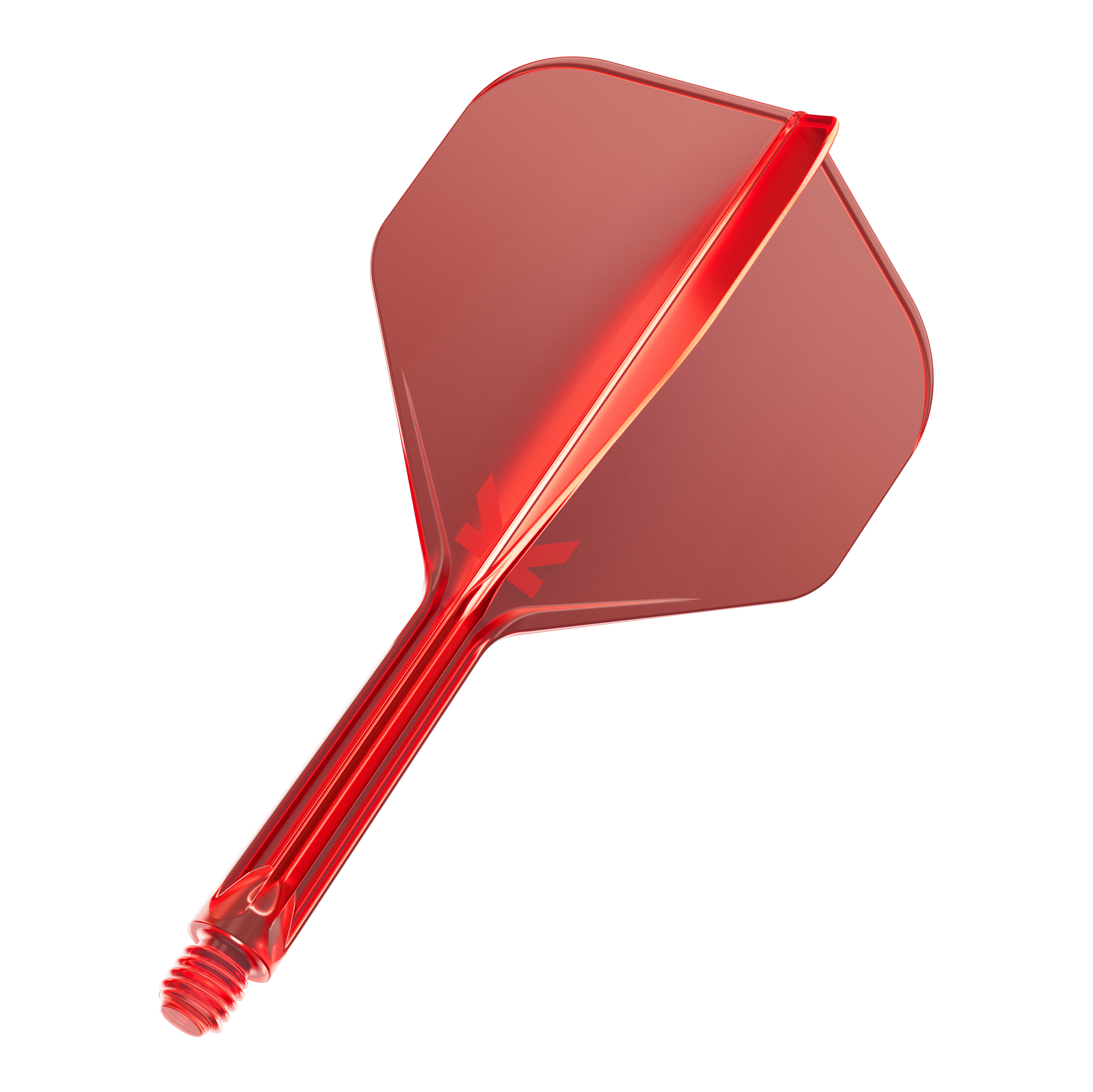 Sistema de vuelo estándar Target K-Flex No2 - Rojo Dies ist ein rotes Dartflight mit einem integrierten Schaft. Das Material sieht durchsichtig und stabil aus.