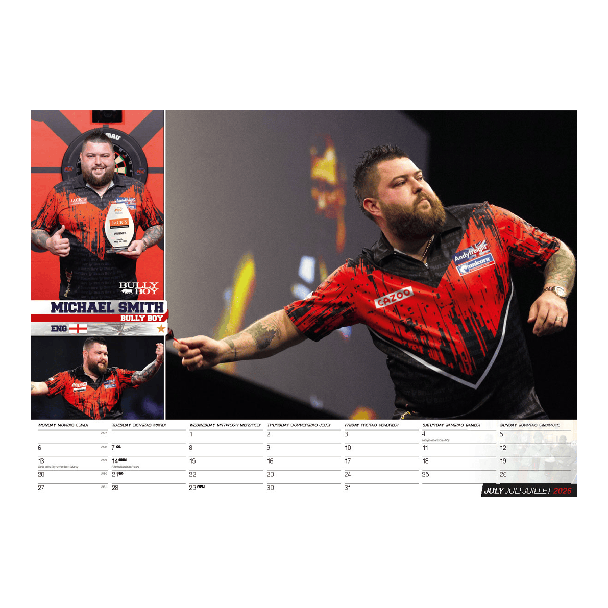 Darts Kalender 2026 Der Darts Kalender 2026 ist auf diesem Bild zu sehen. Es zeigt eine Vorschau des Kalenders für Dart-Fans.
