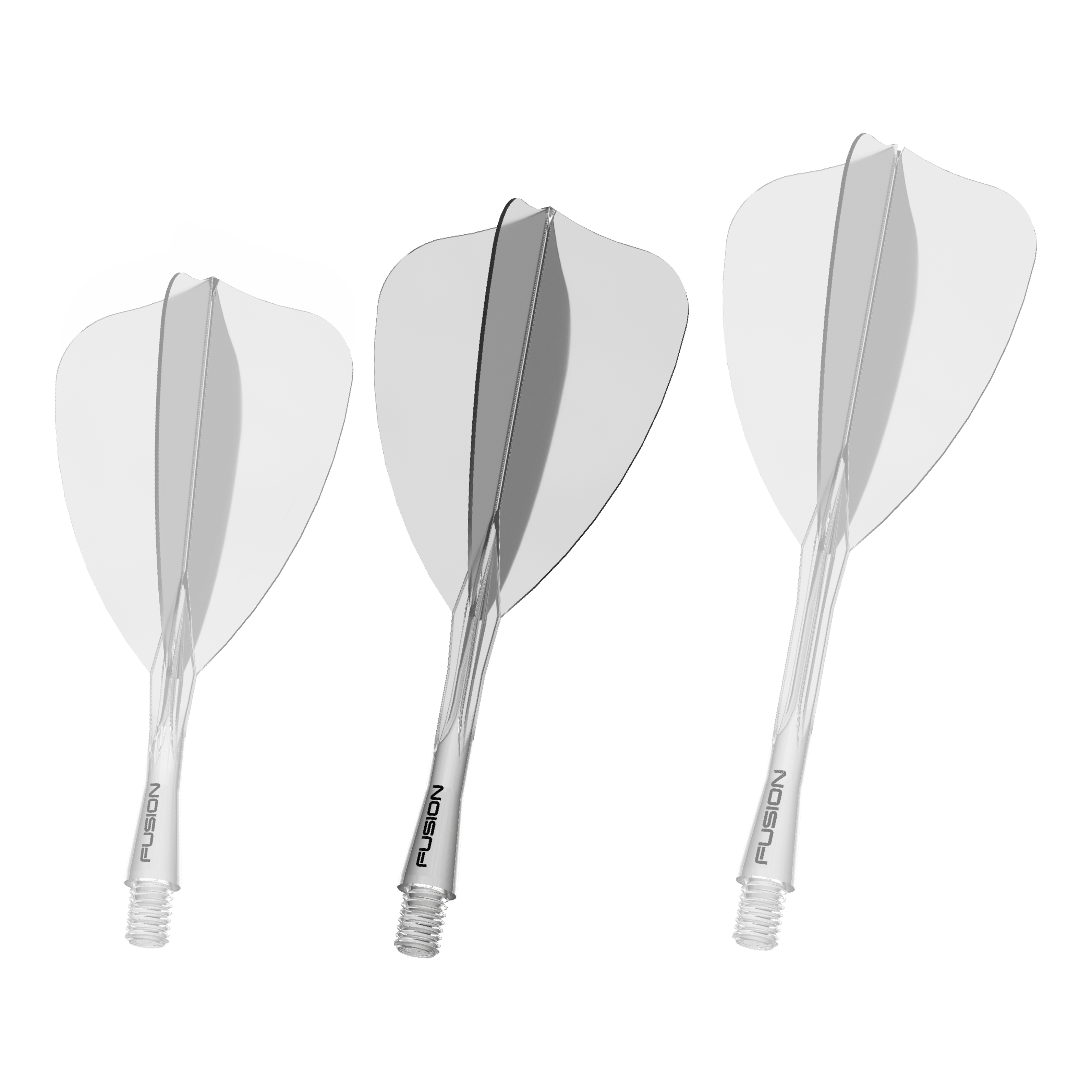 Sistema de eje de vuelo Winmau Fusion Arrow Clear Abgebildet ist ein weiteres Dartzubehör, wie ein Shaft oder Flight. Der Dateiname beschreibt das Produkt als 'Winmau Fusion Flight Shaft System Arrow Clear 28mm 2'.