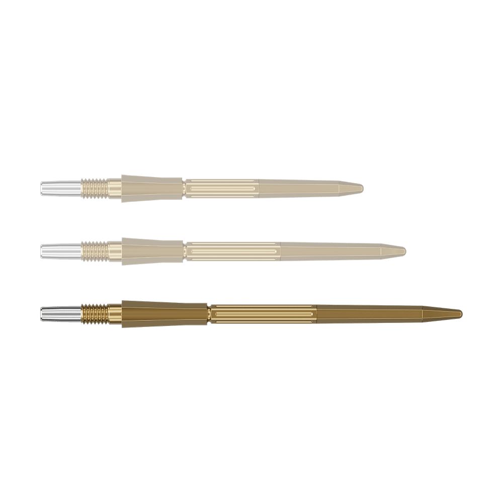 Puntas de dardo Target Elysian Archetype 43 Swiss Point de acero - Oro Das Bild zeigt eine goldene Dartspitze in der Länge 42 mm. Die Dartspitze ist von Target Elysian Archetype 43 SwissPoint.
