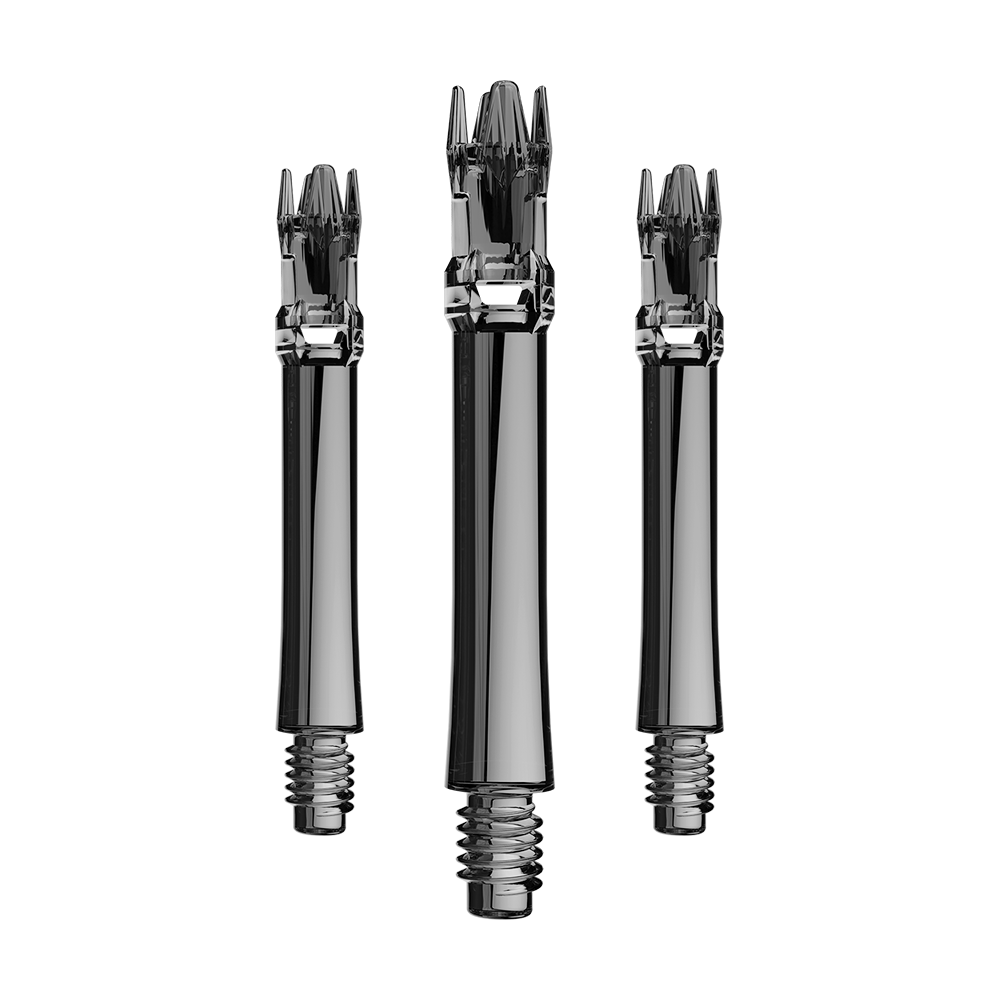 Ejes de repuesto L-Style L-System - Negro transparente Mehrere transparente schwarze Ersatzshafts sind gemeinsam dargestellt. Sie sind nebeneinander angeordnet.