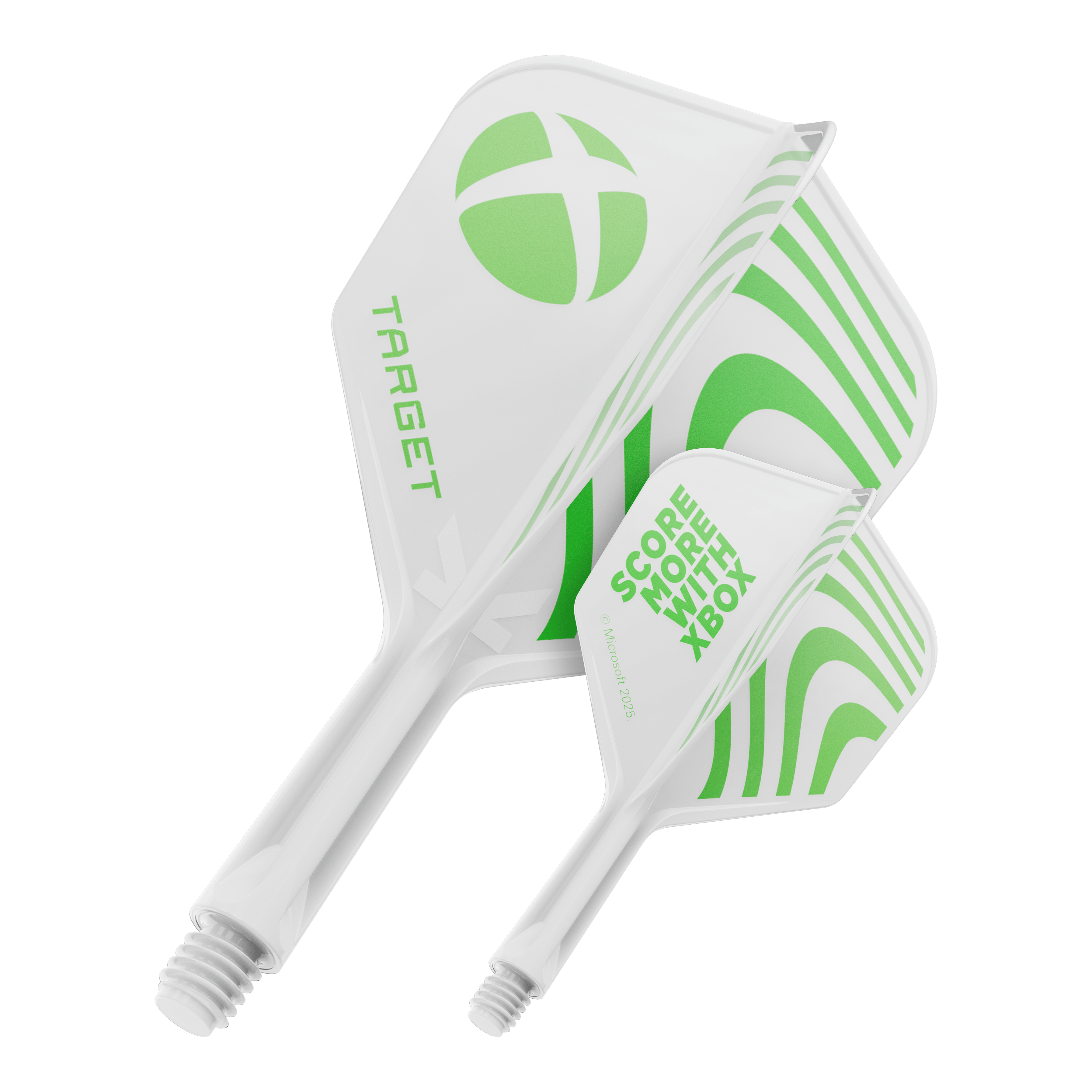 Plumas Target Xbox K-Flex No6 - Blancas Ein Produktbild mit dem Dateinamen 410613_Target_Xbox_KFlex_No6_Flights_19mm_1. Das Bild zeigt vermutlich ein Dartzubehör.