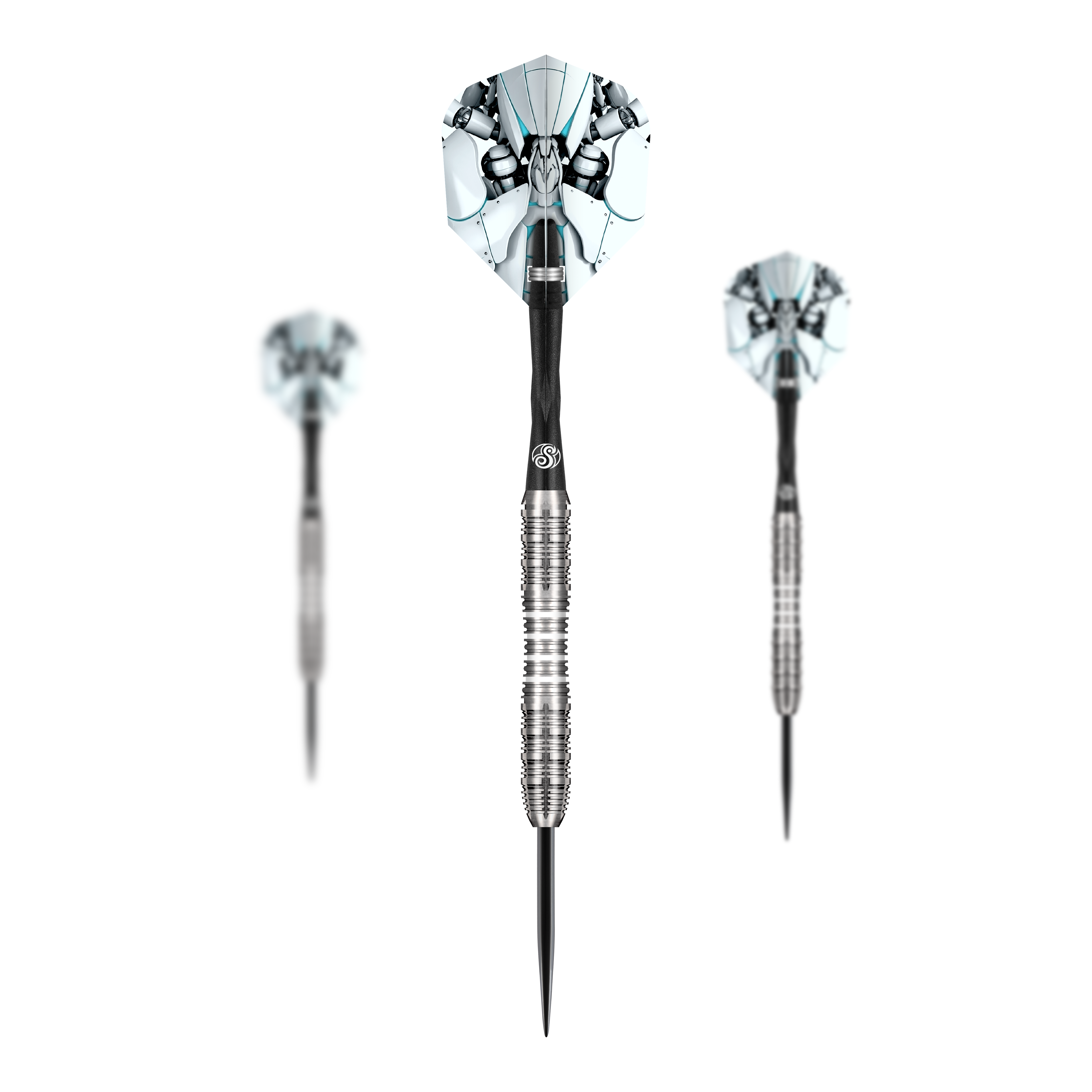 Shot AI Scorpula Steeldarts Das Bild zeigt ein Set der Shot AI Scorpula Steeldarts. Es handelt sich um professionelle Steeldarts für anspruchsvolle Spieler.