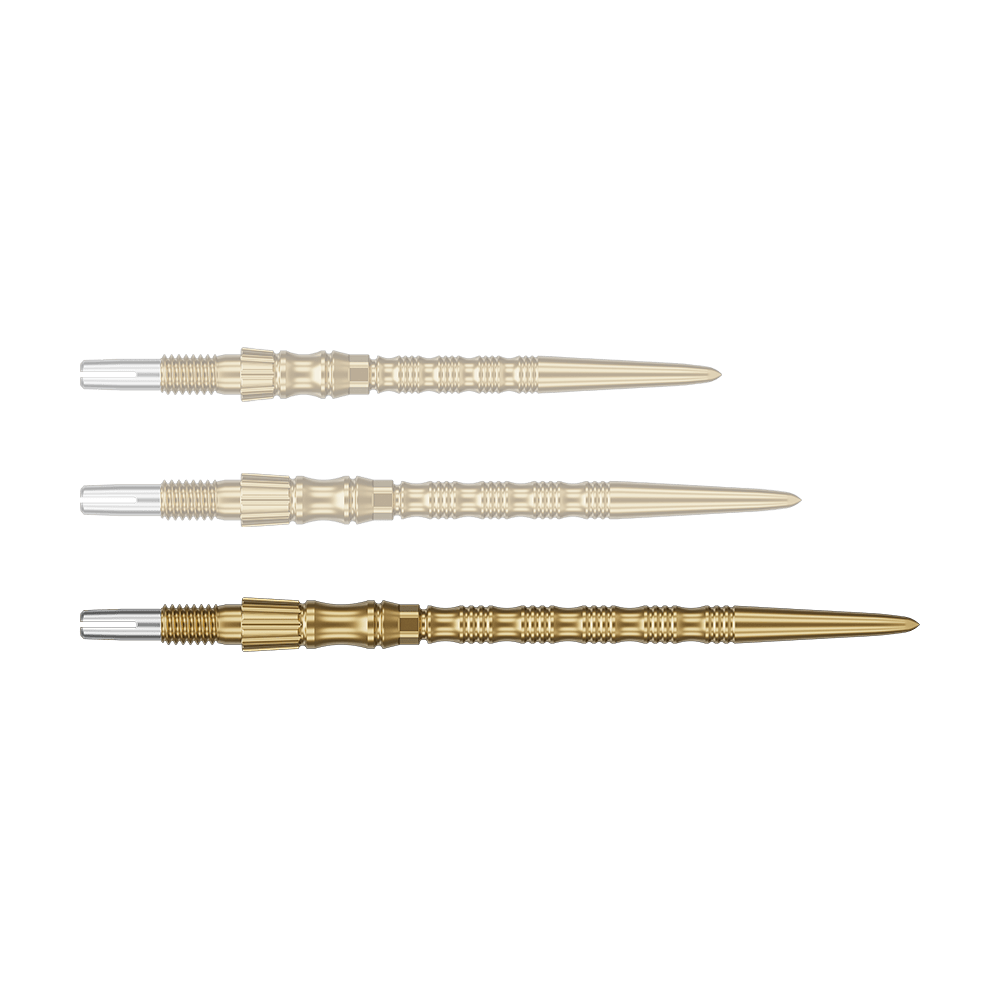 Puntas de dardo de acero Target Signature Swiss Point TRB - doradas Zu sehen ist eine goldene Dartspitze mit einer Länge von 42mm. Es handelt sich um eine Target SwissPoint Signature TRB Dartspitze.
