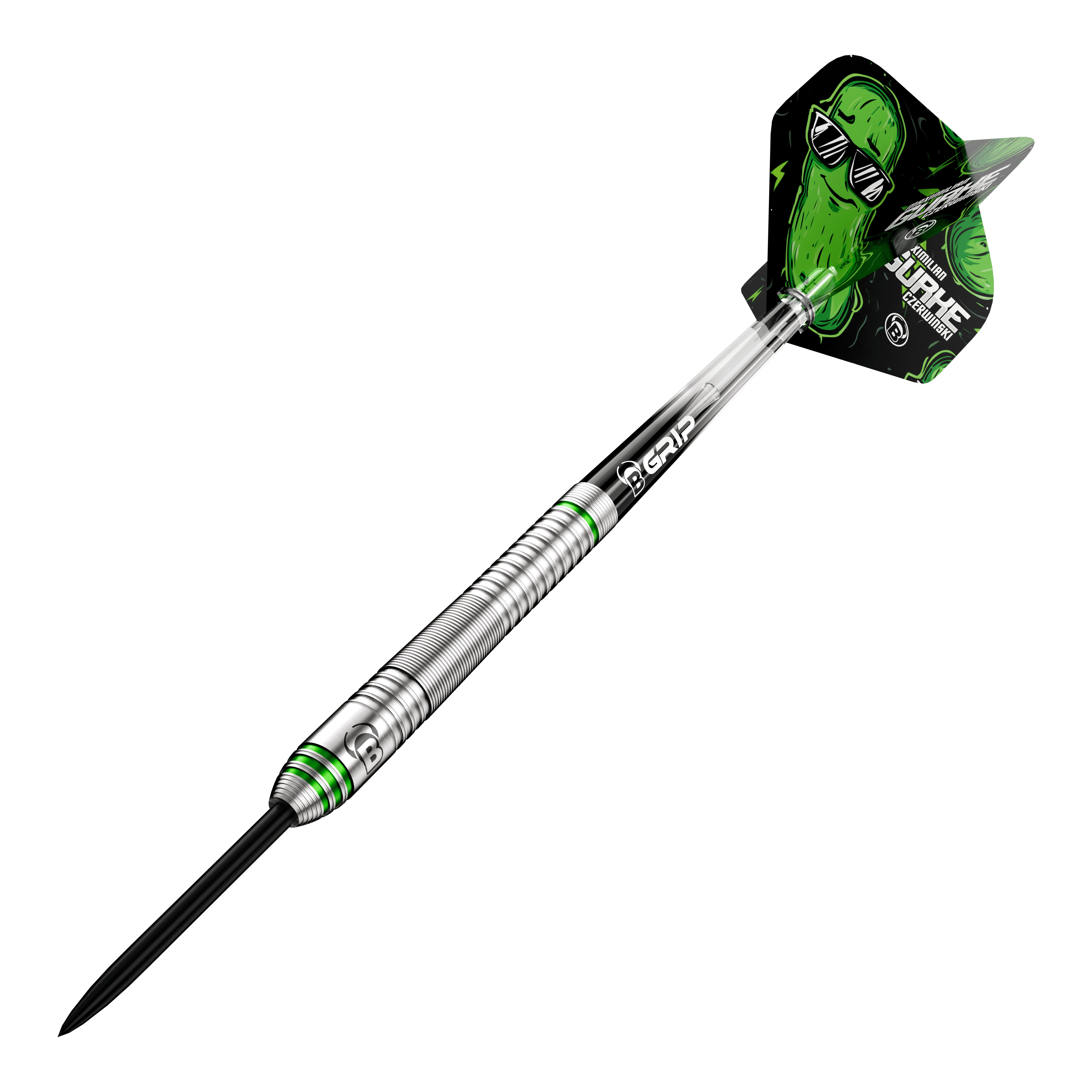 Dardos de acero de pepino Bulls Max Czerwinski - 23 g Bulls Max Czerwinski Gurke Steeldarts mit 23 Gramm Gewicht. Die Abbildung präsentiert das Produkt aus einem anderen Blickwinkel.