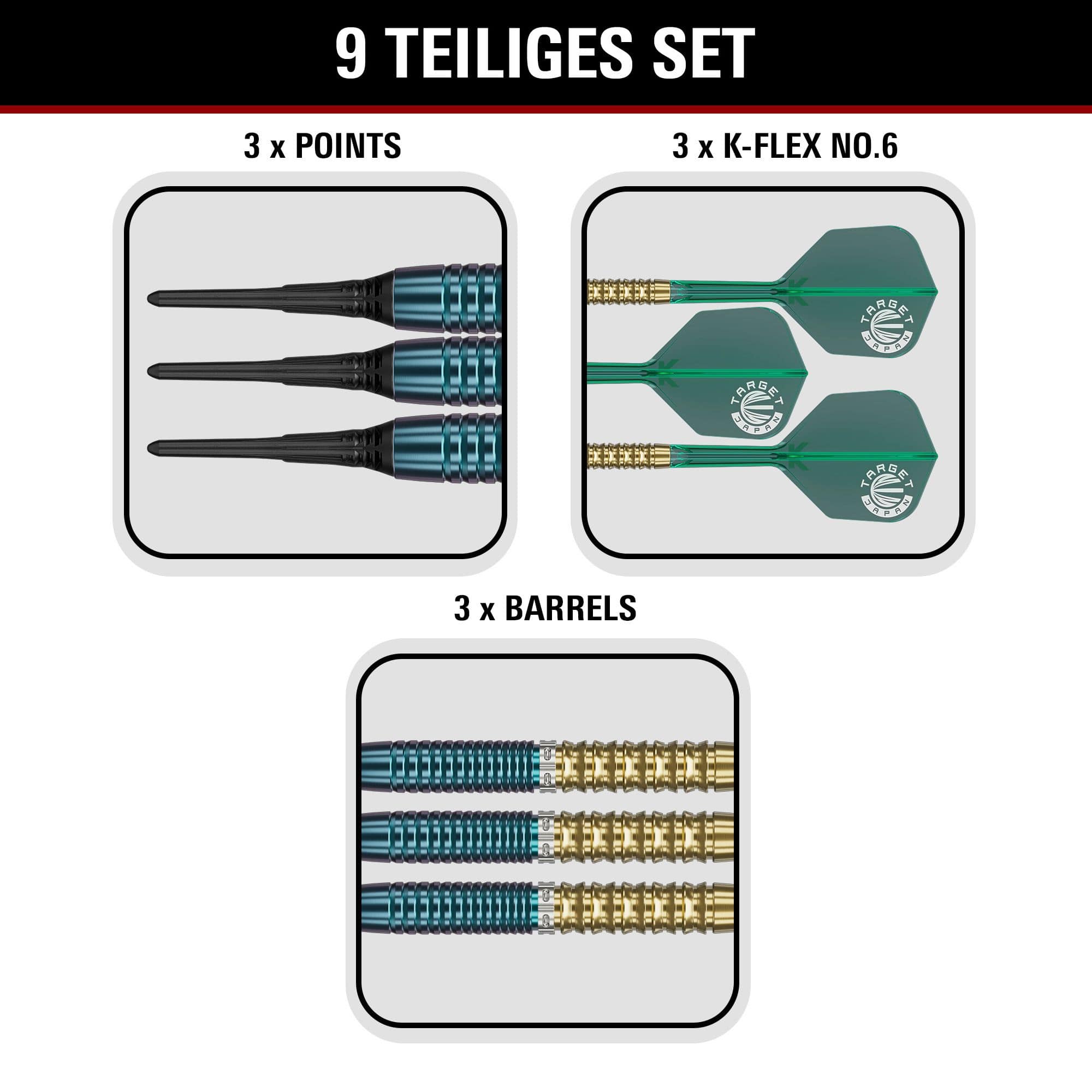 Dardos blandos Target Japan Prime Series Zenith GEN 2.5 - 20 g Gezeigt werden hier die Target Japan Prime Series Zenith GEN 2.5 Softdarts - 20g. Sie sind speziell für Softdartspieler entwickelt.
