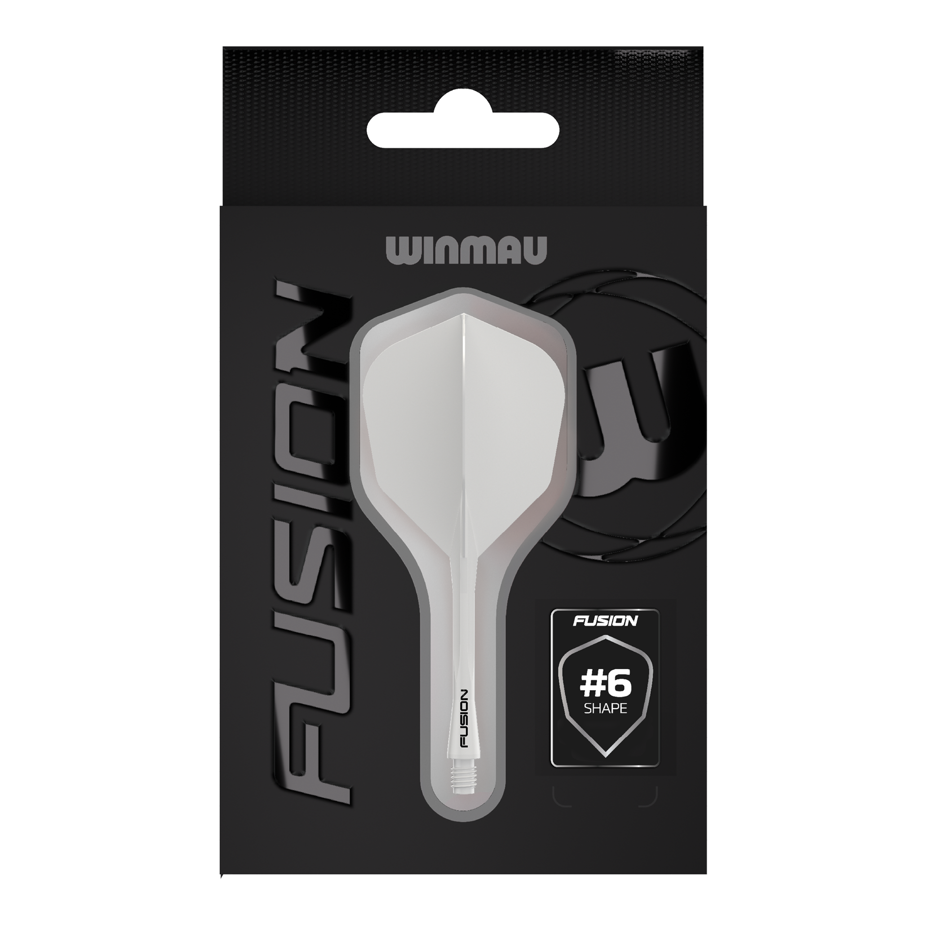 Sistema de eje de vuelo Winmau Fusion n.° 6, blanco sólido Das Bild zeigt das Winmau Fusion Flight-Shaft-System No6 Solid White. Es handelt sich um ein weißes Dart-Zubehör.