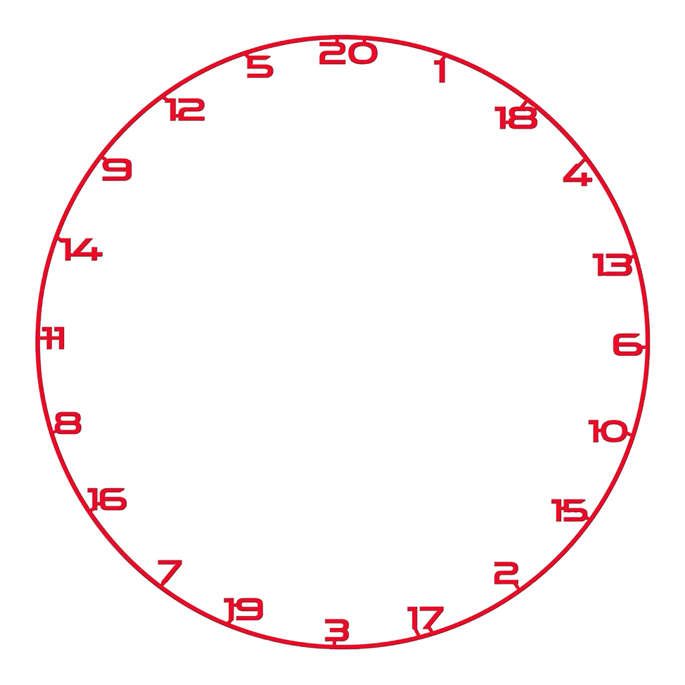 Anillo de número de diana de bala Das Bild zeigt einen roten Zahlenring für ein Dartboard. Der Name der Datei ist BT1000120_Bullet_Dartboard_Zahlenring_Rot_1.