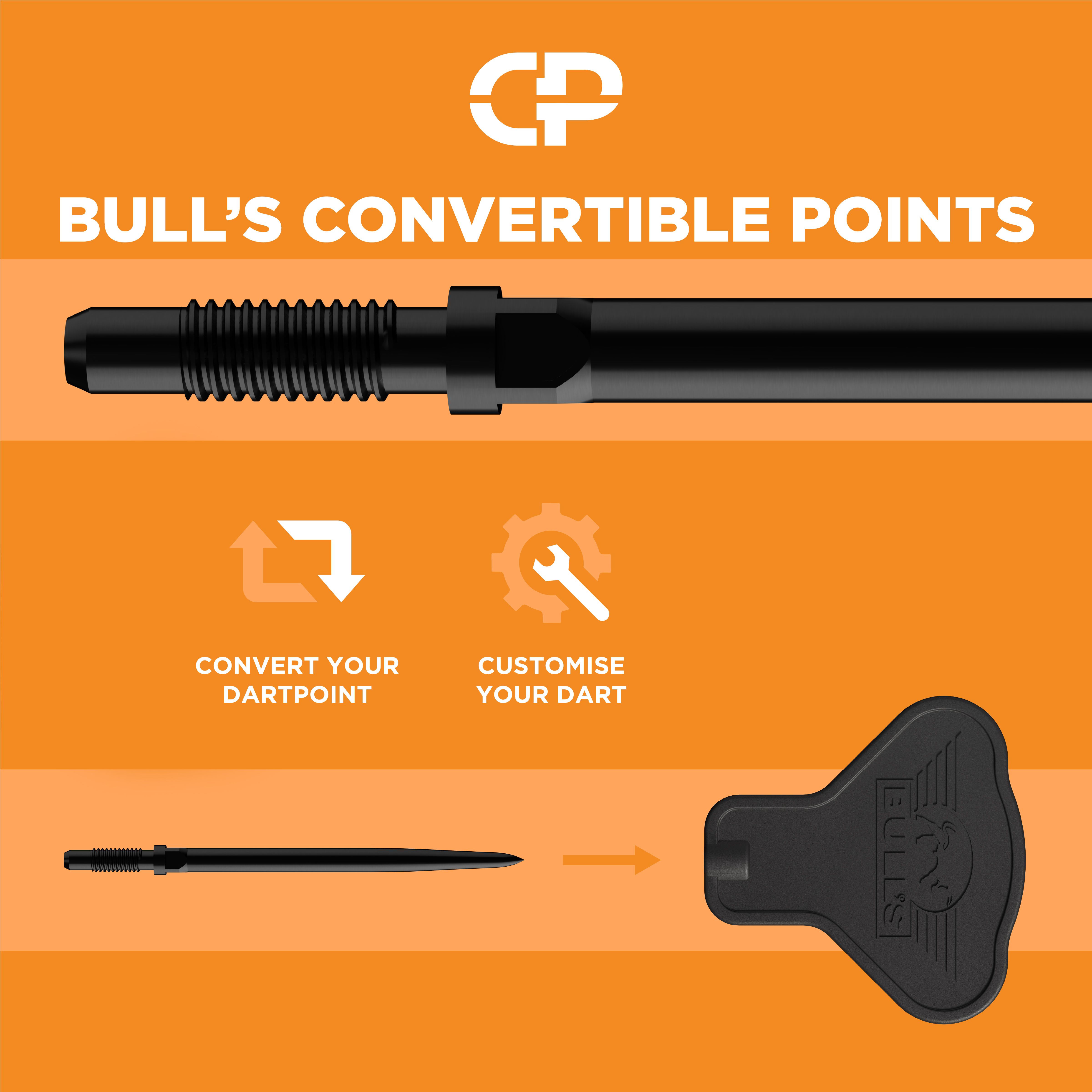 Herramienta de puntos convertibles de los Bulls NL Auf dem Bild ist das Bulls NL Convertible Points Tool zu sehen. Dieses Werkzeug wird zum einfachen Wechseln von Dartspitzen verwendet.