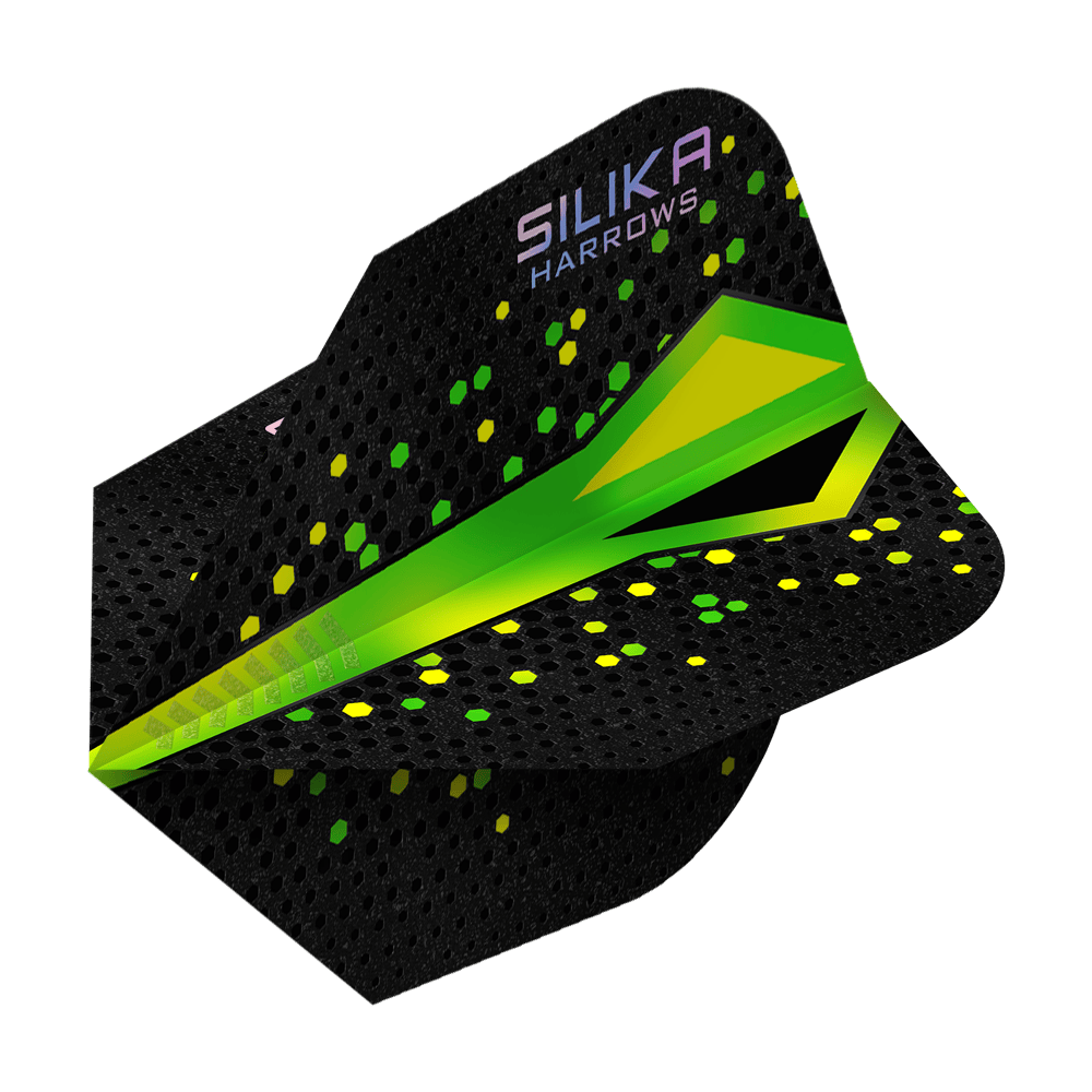Plumas Harrows Silika Colourshift Tough Crystalline Coating Green No6 Hier werden die Harrows Silika Colourshift Tough Crystalline Coating No6 Flights gezeigt. Das Produkt weist eine markante Optik auf.