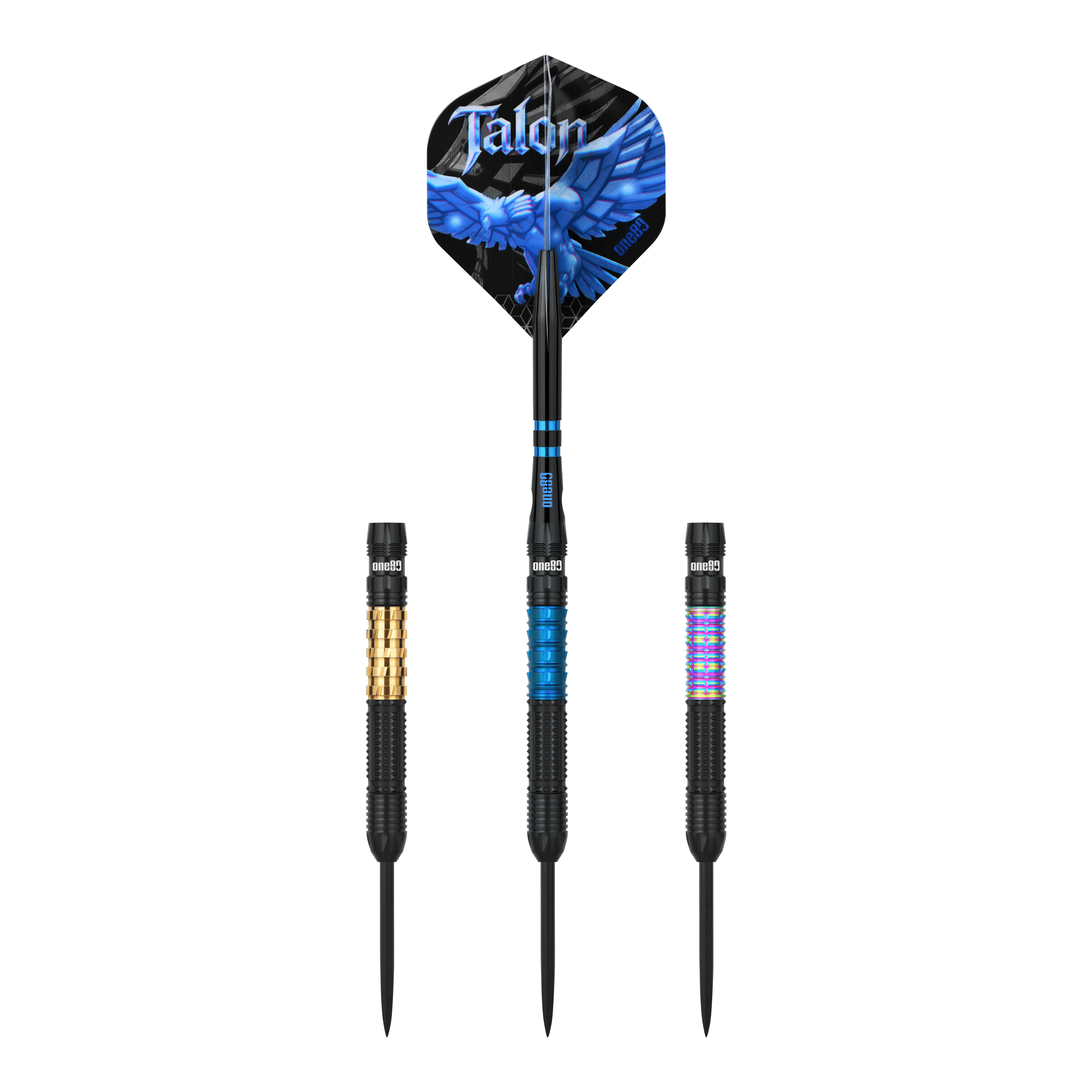 Dardos de acero One80 Talon T1 Dieses Bild zeigt die One80 Talon Steeldarts. Die Darts sind für anspruchsvolle Spieler geeignet.
