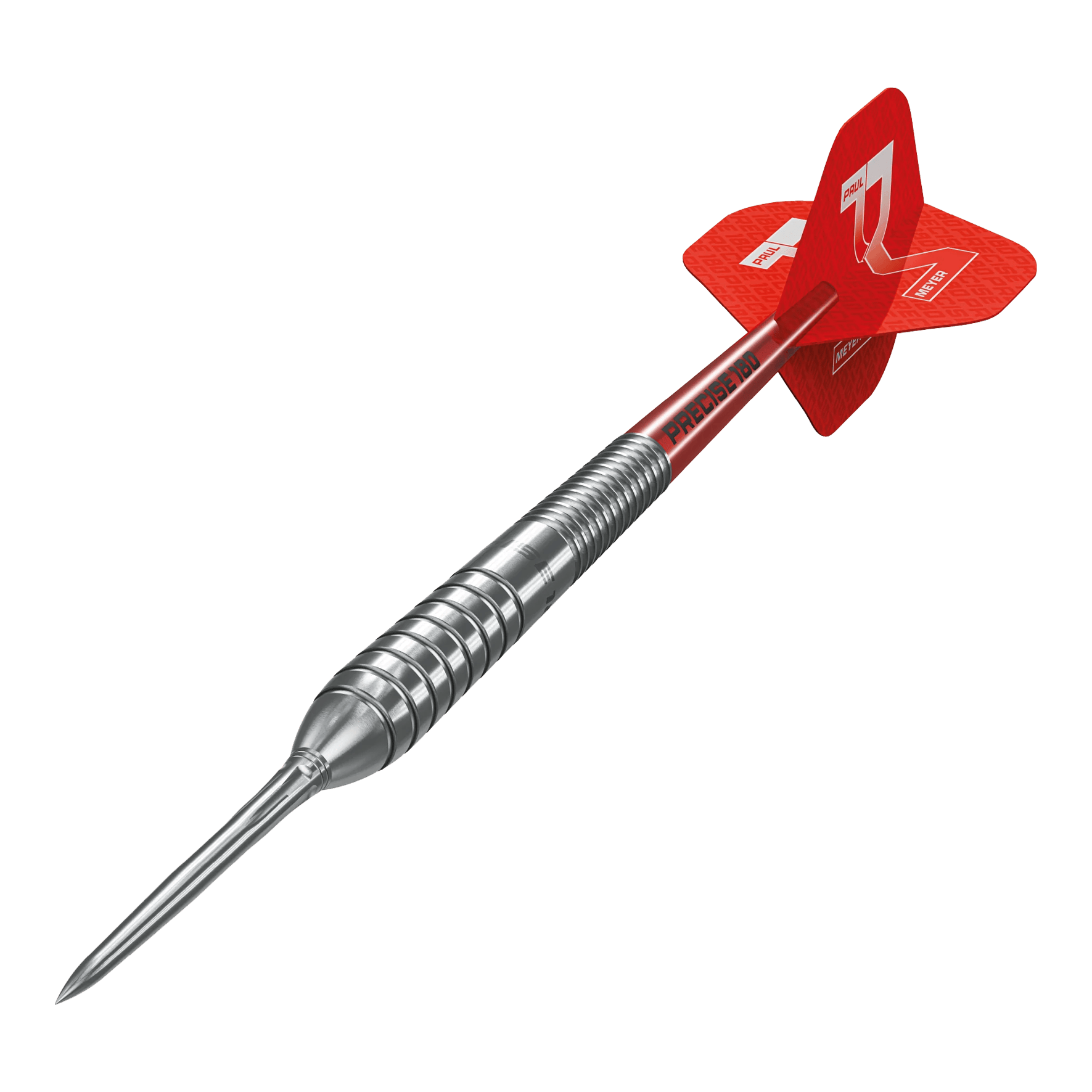Dardos de acero Precise 180 Paul Meyer versión 1 Das Bild stellt die Precise 180 Paul Meyer Version 1 Steeldarts dar. Sie zeichnen sich durch ihre Präzision aus.