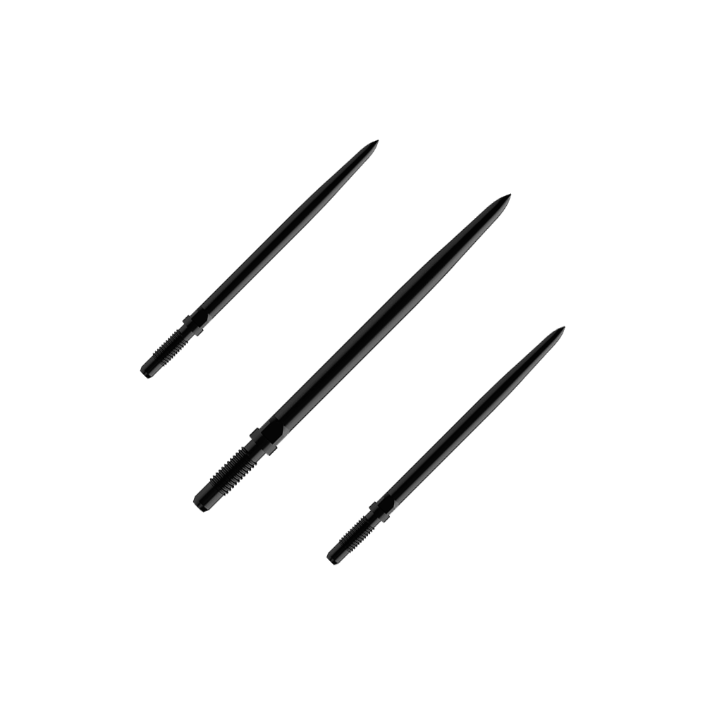 Puntas de dardo convertibles Bulls NL - Lisas - Negras Das Bild zeigt einen Artikel mit dem Namen BU57700_BullsNL_Convertible_Points_Smooth_Schwarz_32mm_1Set. Es handelt sich vermutlich um einen Satz schwarzer, glatter Dartspitzen mit einer Länge von 32 mm.