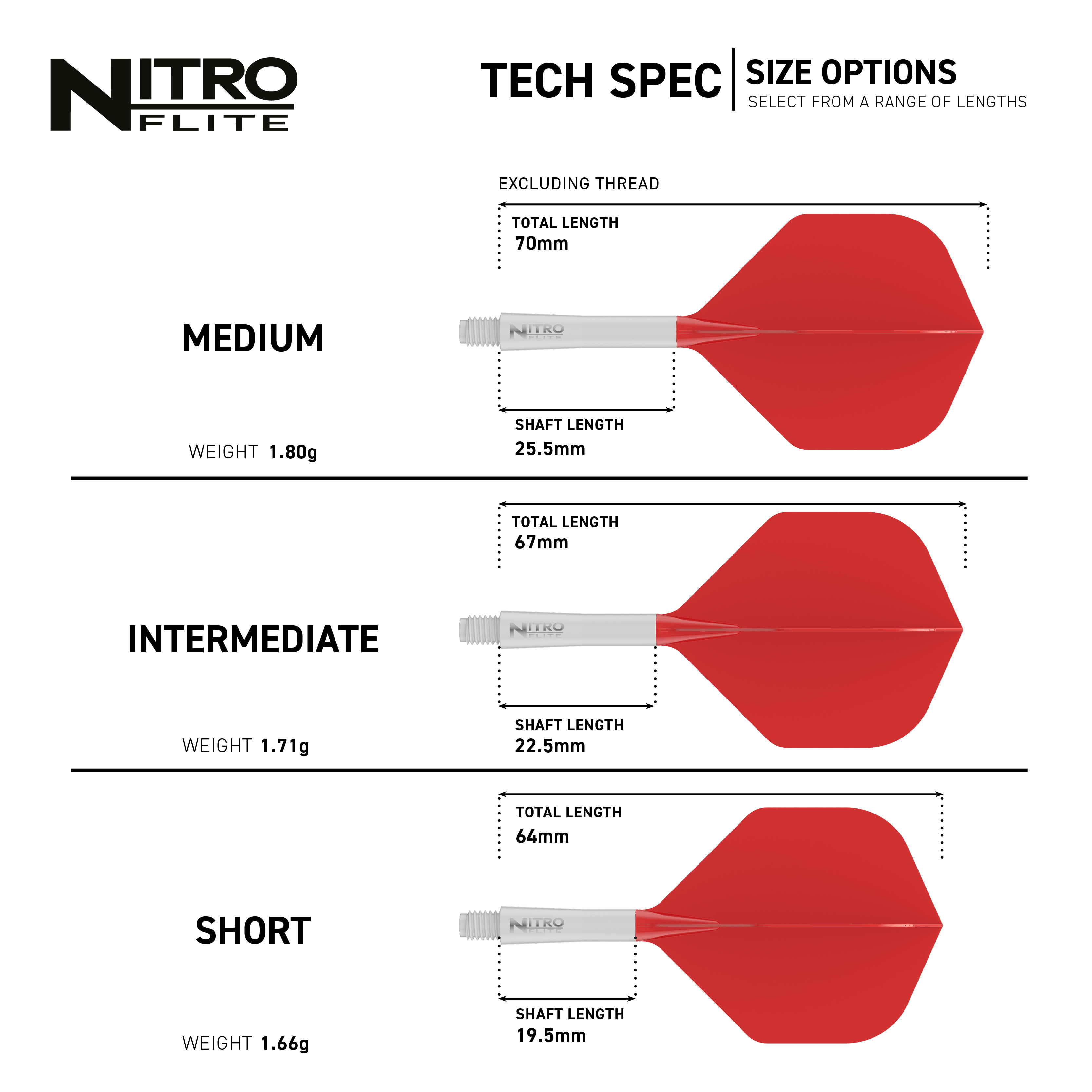 Abgebildet ist das Red Dragon Nitroflite Set mit weißem Shaft und roten No2 Flights. Dieses Dartzubehör ist ideal für präzises Spiel und modernes Design.