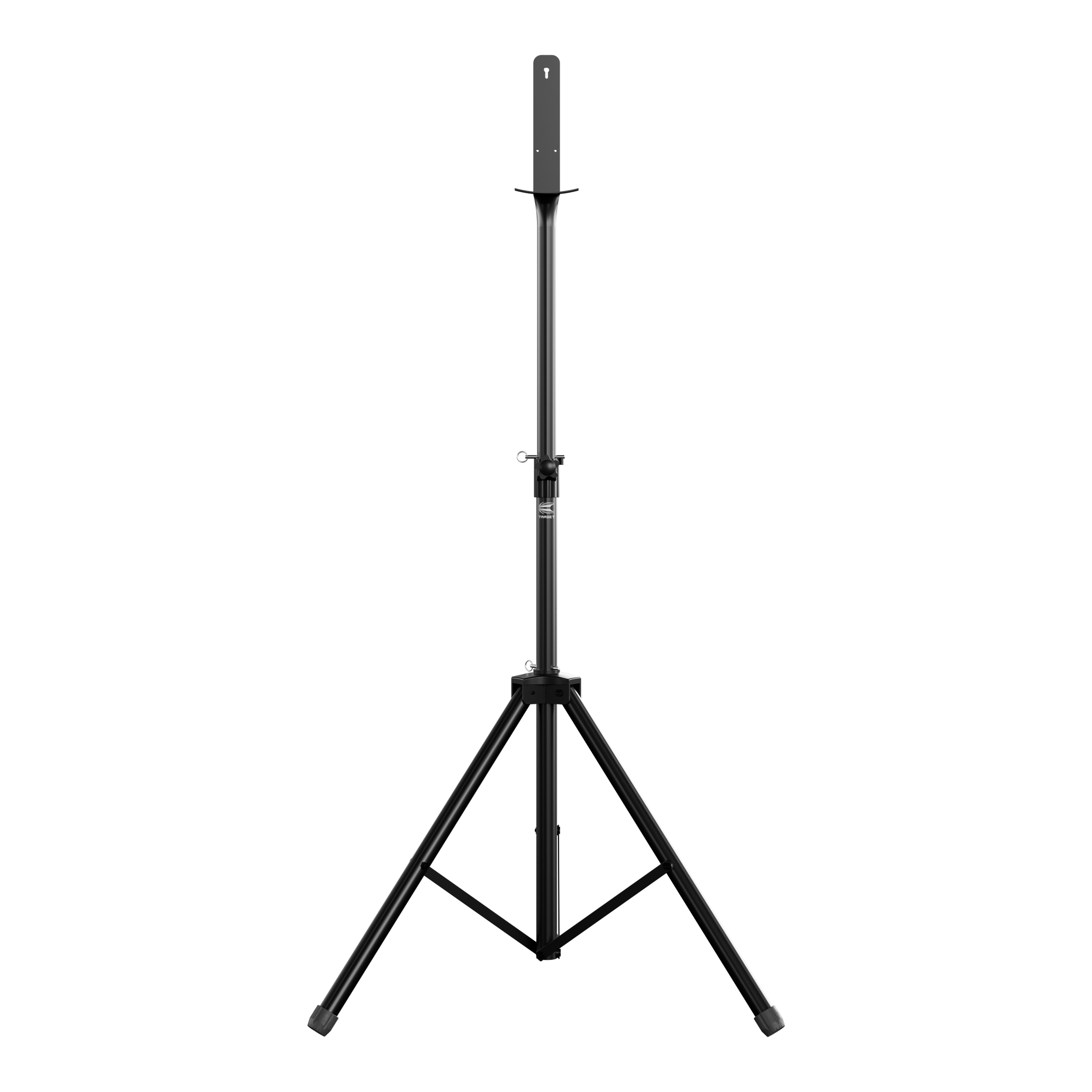 Soporte para diana Das Bild zeigt einen Target Dartboard Stand mit einem stabilen, dreibeinigen Stativ. Der Ständer ist höhenverstellbar und eignet sich zum Aufhängen eines Dartboards.