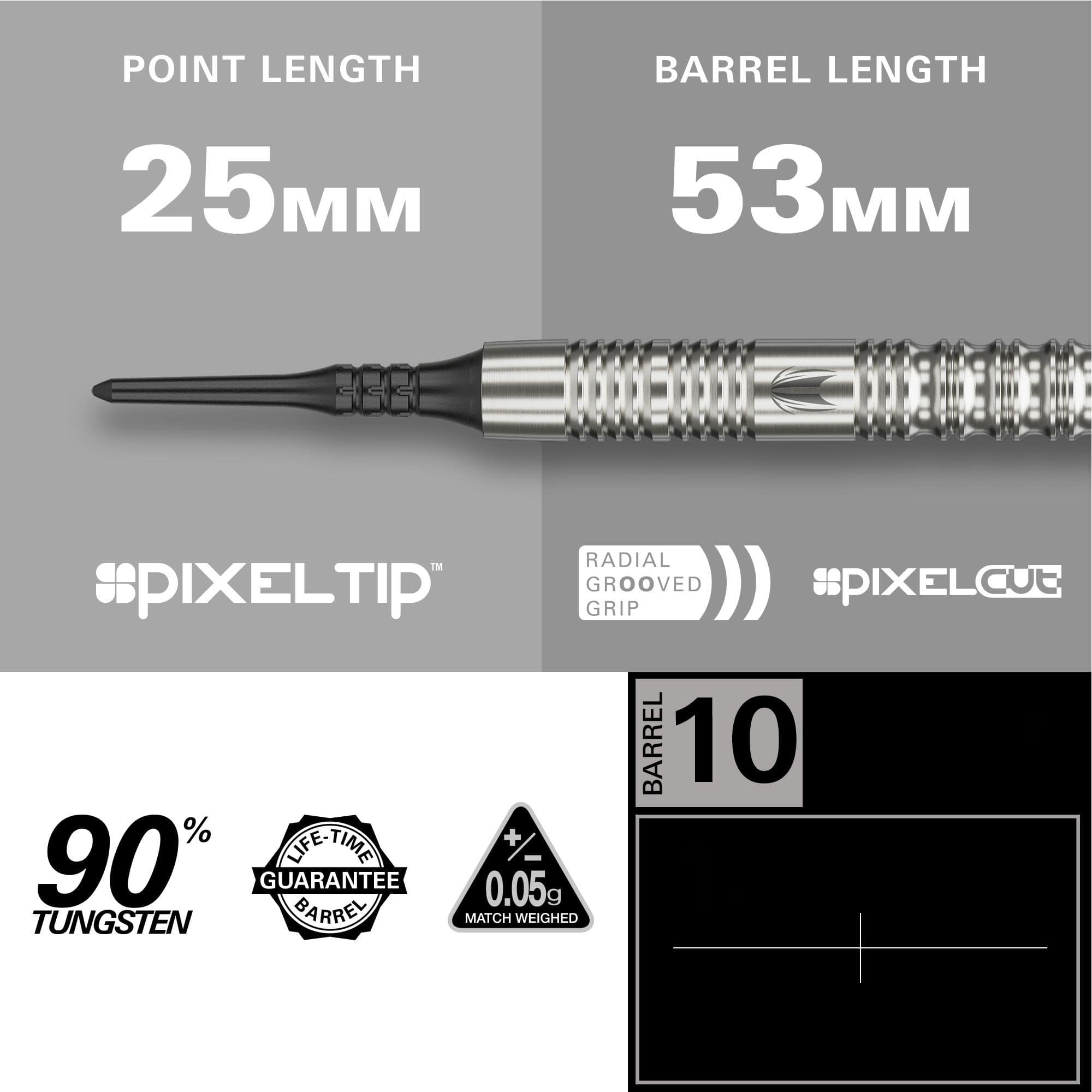 Dardos blandos Target Hydro 12 Auf diesem Bild werden Target Hydro 12 Softdarts dargestellt. Diese Softdarts eignen sich perfekt für elektronische Dartscheiben.