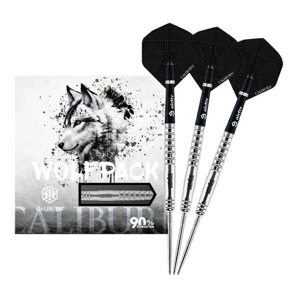 Dardos de acero Caliburn Wolfpack W6 - 22 g Gezeigt wird der Caliburn Wolfpack W6 Steeldart – 22g in voller Ansicht. Dieser Steeldart steht für genaue Würfe und hohe Qualität.
