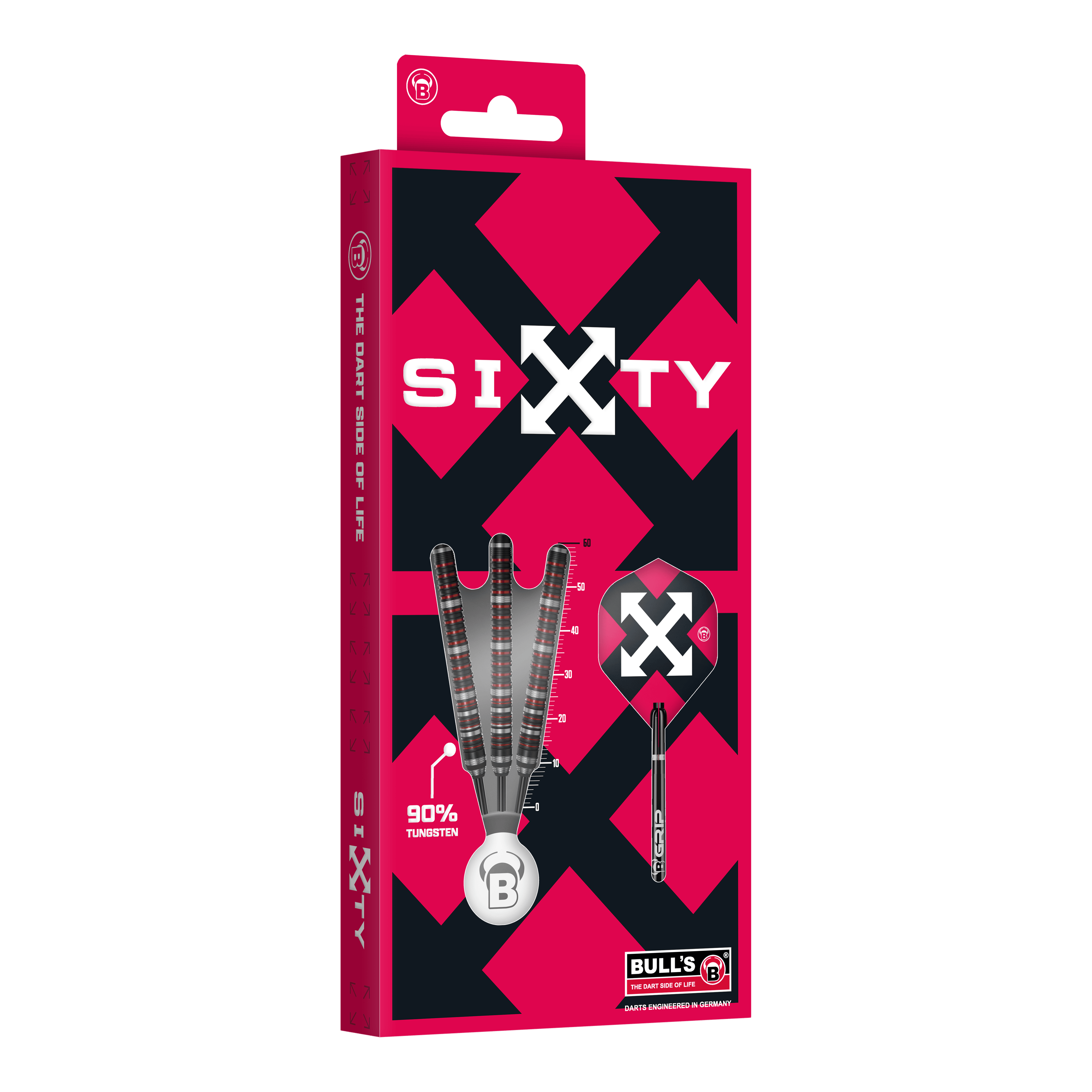 Dardos de acero Bulls Sixty S2 Hier sind die Bulls Sixty S2 Steeldarts abgebildet. Die Steeldarts haben ein schlankes Design und eignen sich für professionelle Spieler.